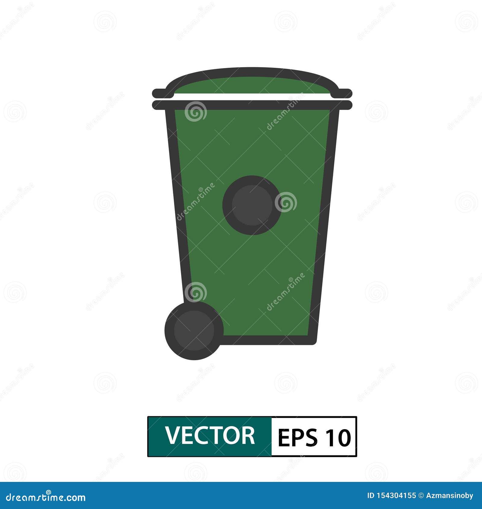 Trash Rubbish Wheelie Bin Icon Colour Style Vector Illustration Eps 10 Stock Illustration Illustration Of Junk Hygienic