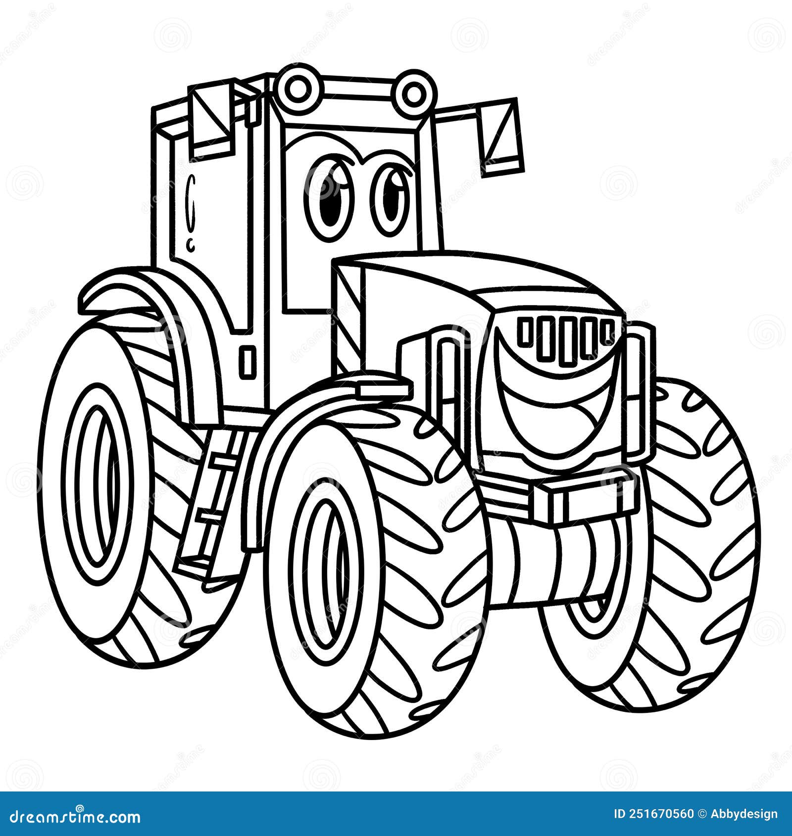 Trator Com Coloração De Veículo Para Crianças Ilustração do Vetor -  Ilustração de vetor, linha: 251670560