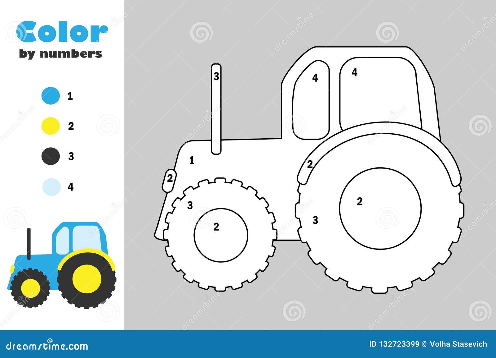 Vetores de Variação De Cor Do Trator De Desenho Animado Para