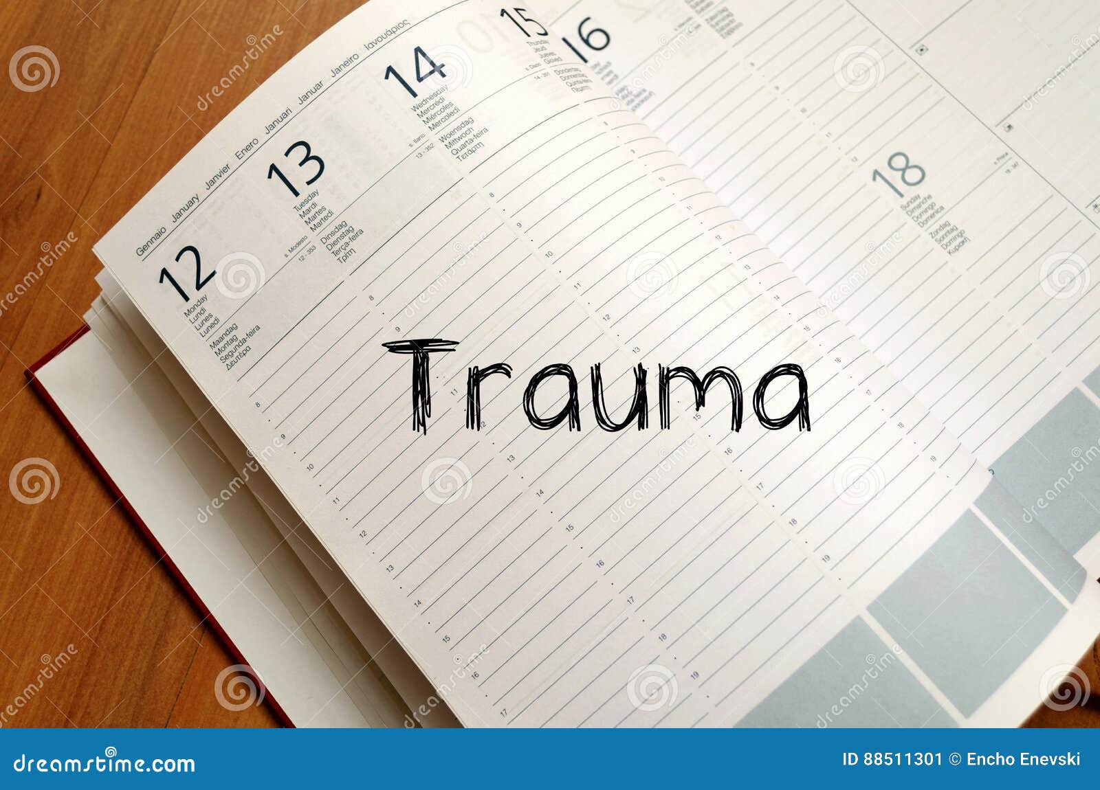 trauma write on notebook