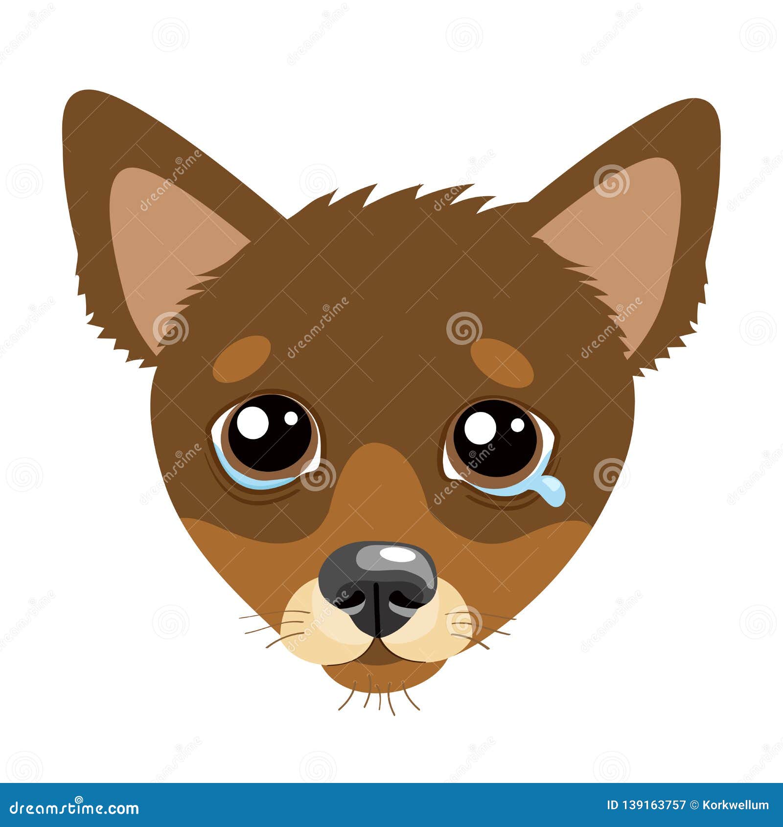 Traurige Hundegesicht EmoticonVektorIkone