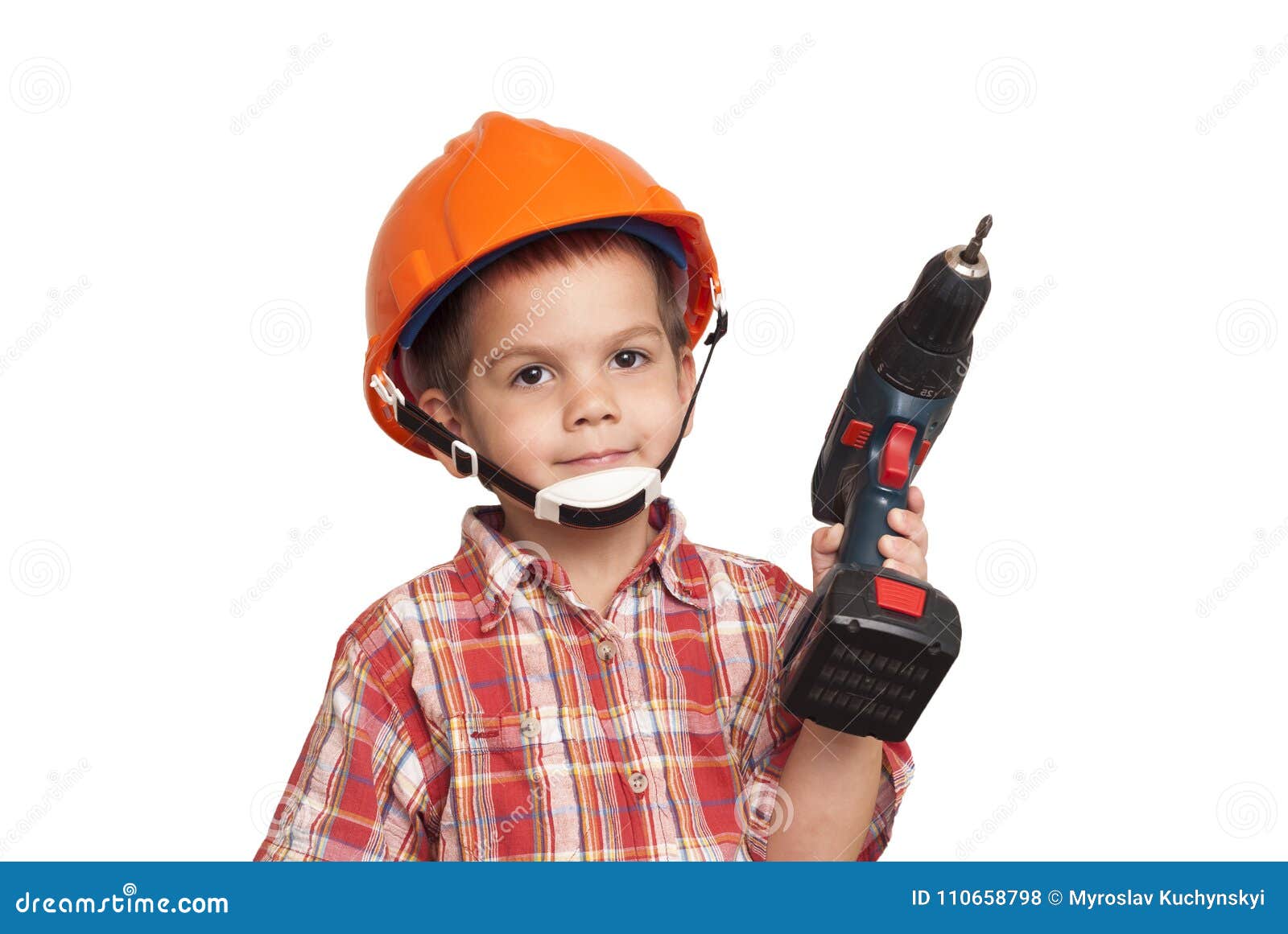 Travailleur De La Construction Et Tournevis D'enfant Photo stock