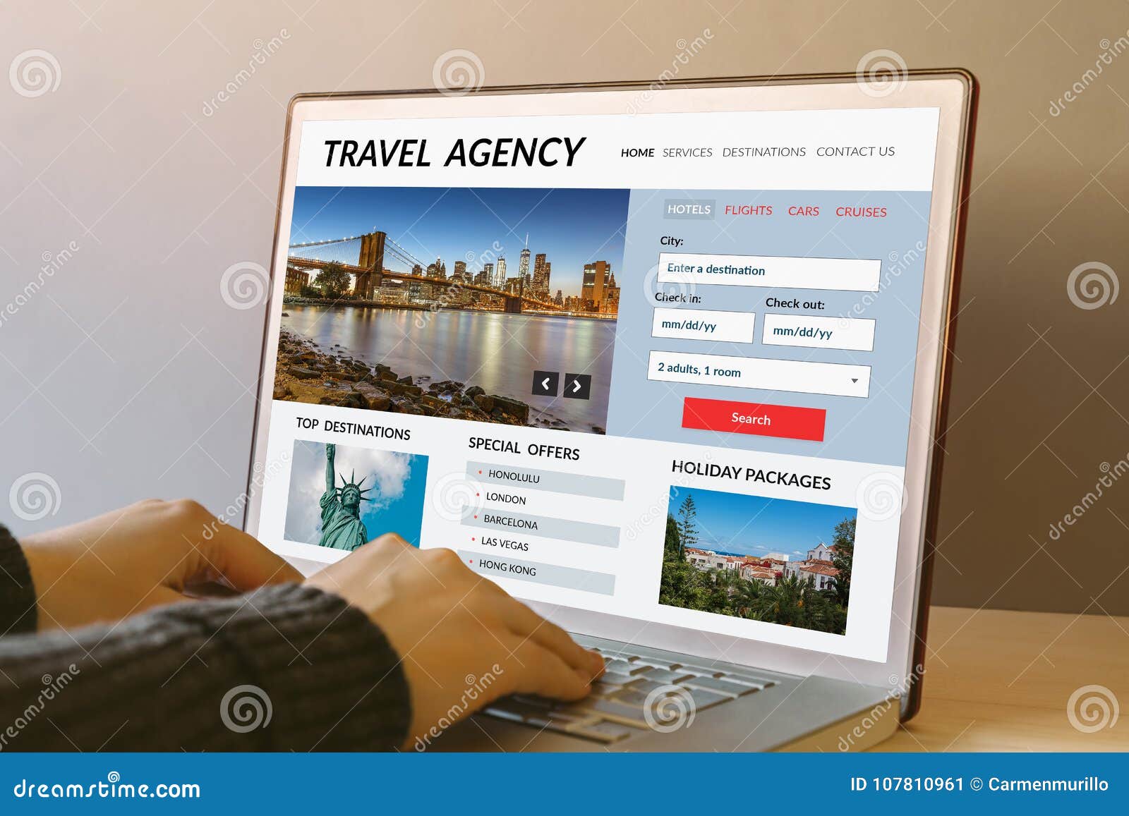 travel agency concept on laptop computer screen