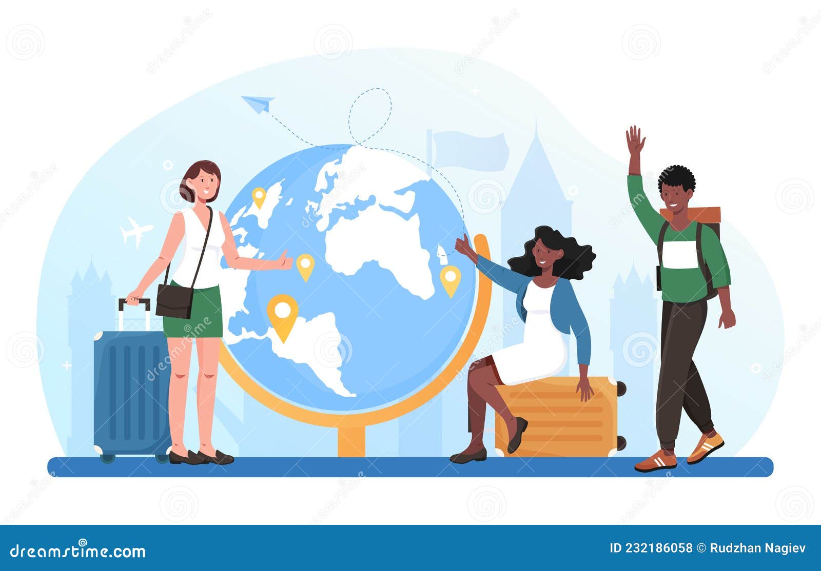 travel around the world cartoon