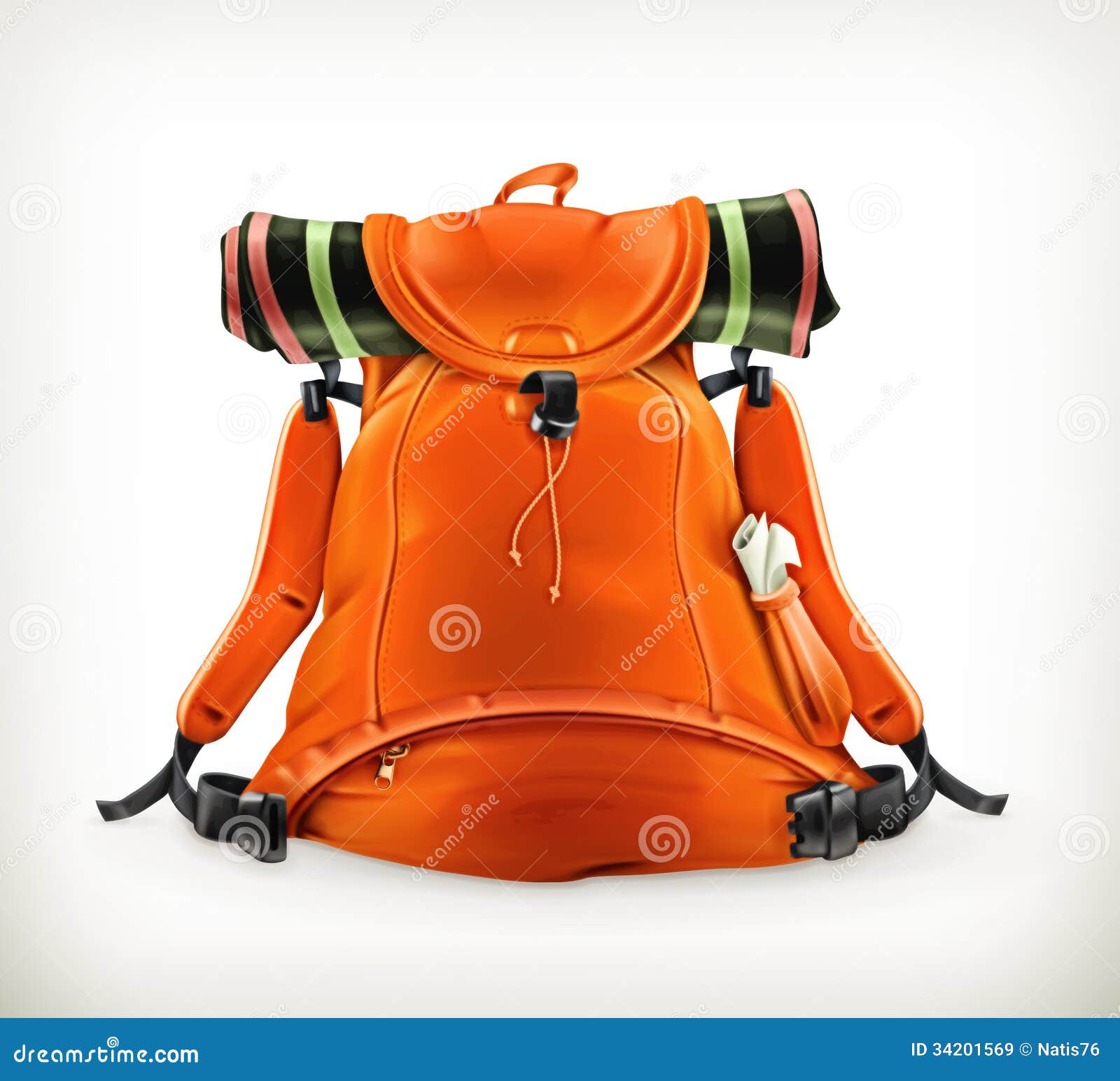 Travel backpack, orange stock vector. Illustration of design 34201569