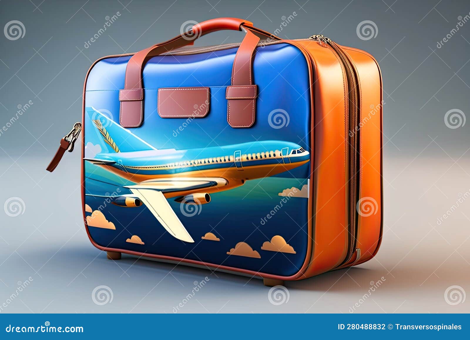 Travel Bag with Airplane Generative AI Stock Photo Image of suitcase