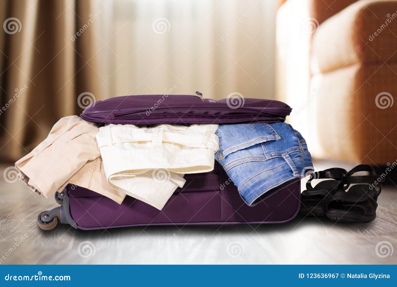 Travel bag with clothes. stock image. Image of holiday 123636967