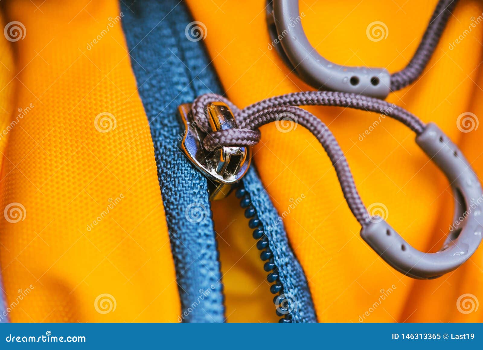 Travel Bag. Zip Lock on the Backpack Yellow Stock Image Image of