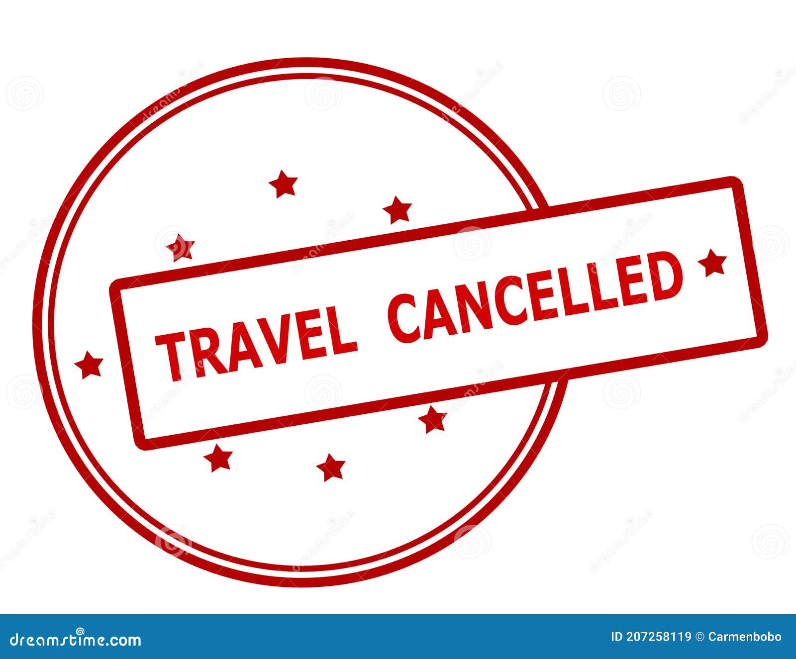 Stamp with Text Travel Cancelled Stock Illustration - Illustration of