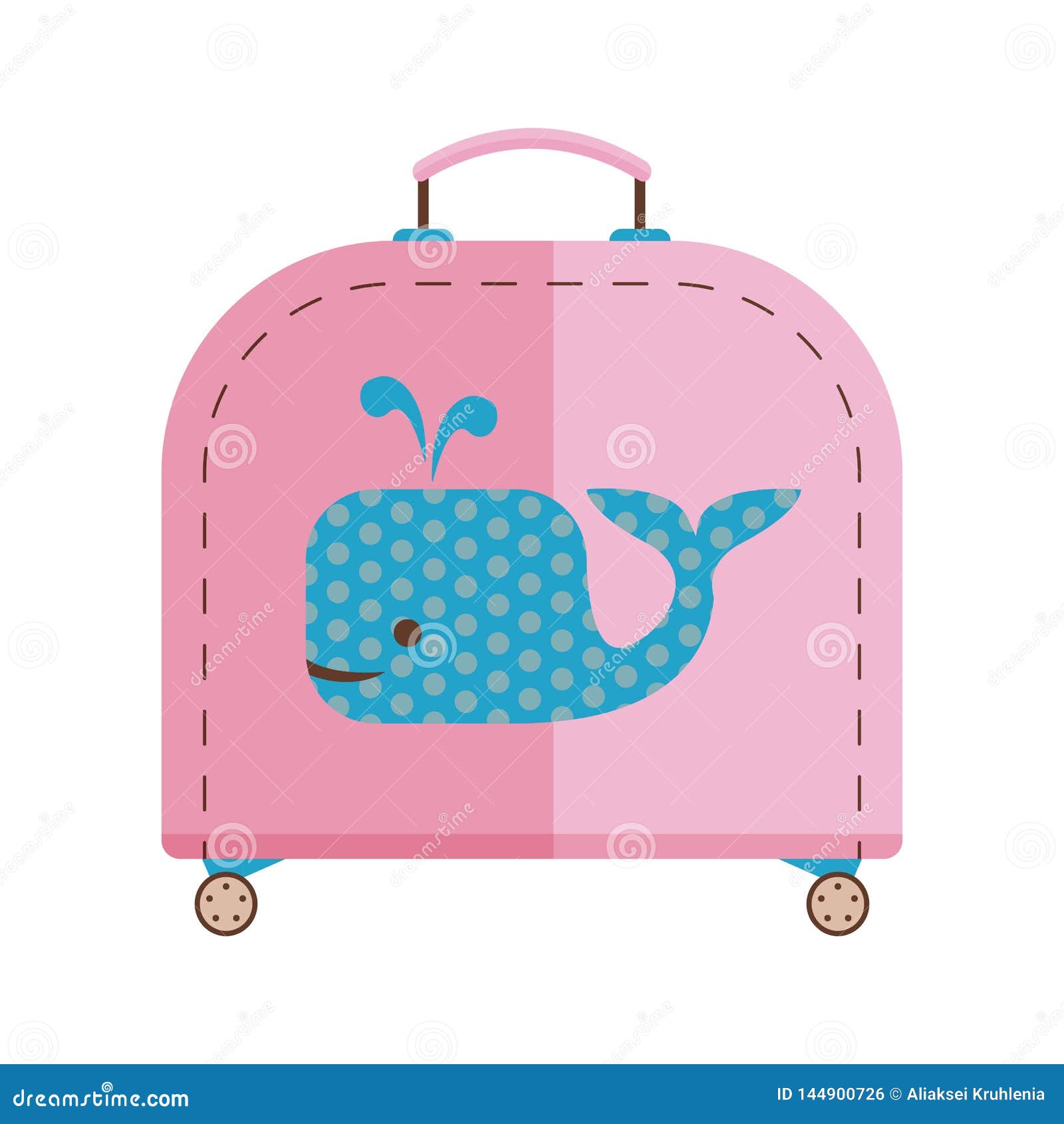 Travel Children Suitcase with Whale Stock Vector - Illustration of baggage,  handle: 144900726