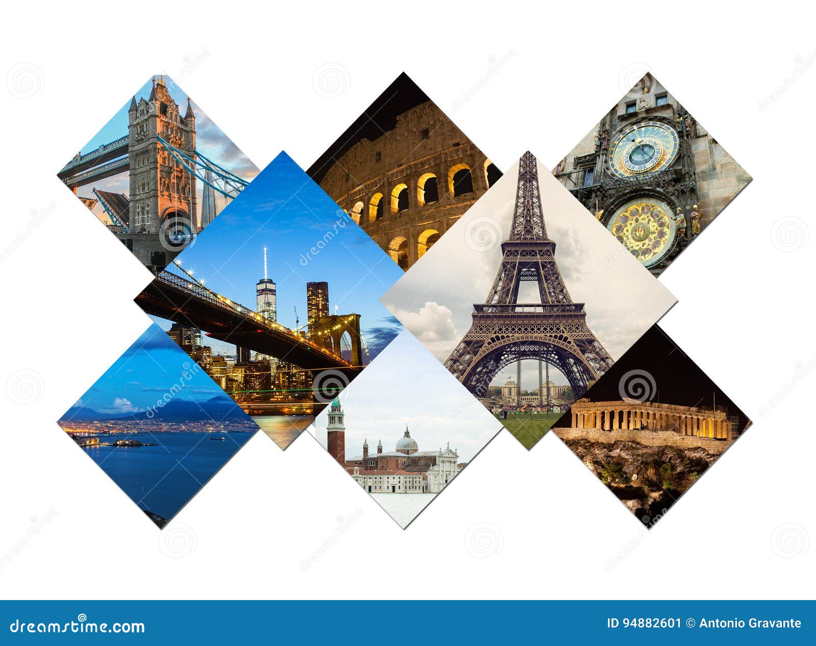 Travel Collage of Famouse Places Stock Image - Image of london, liberty