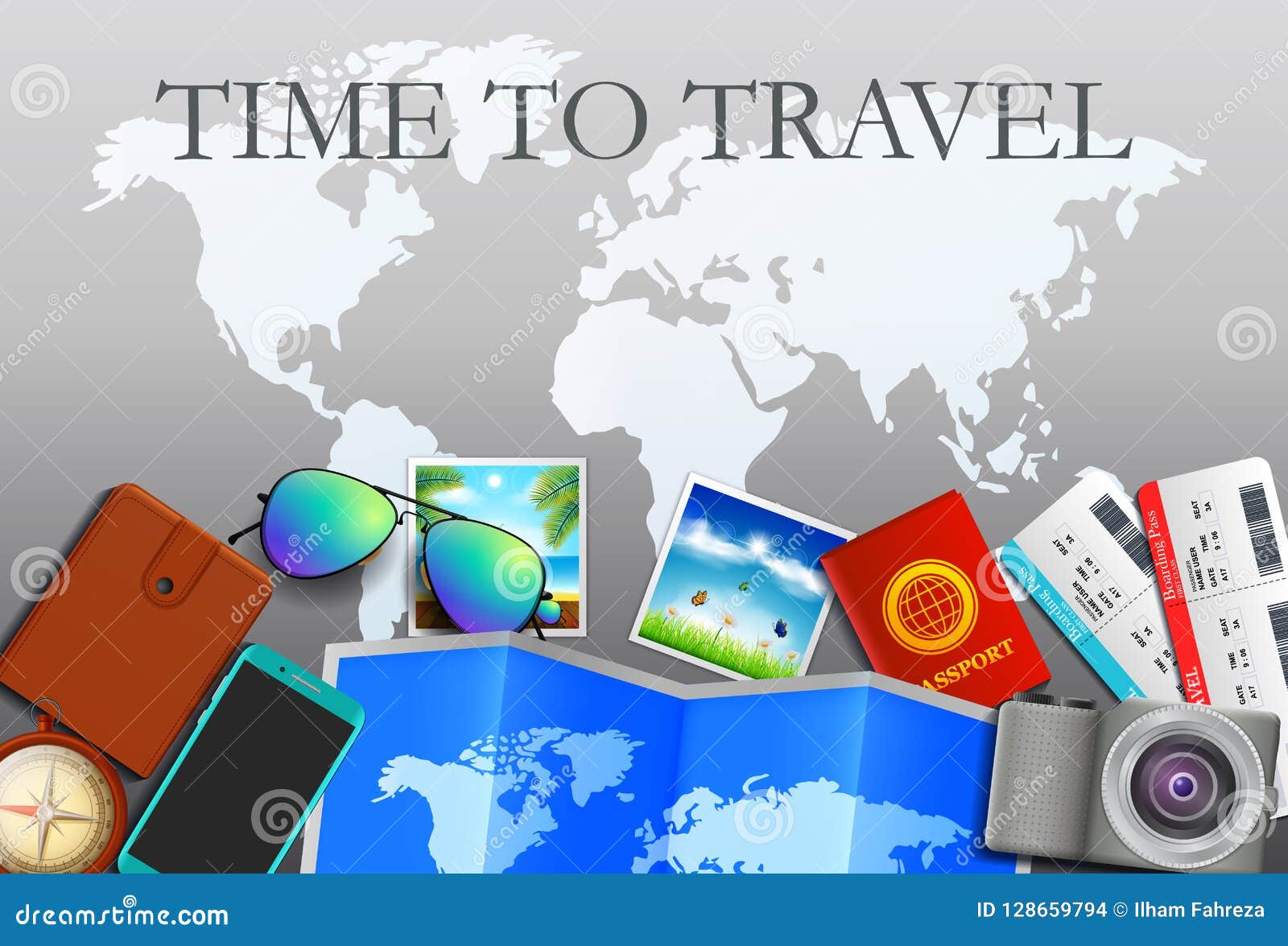 Travel Concept, Ready for Summer. Travel and Tourism Background. Top