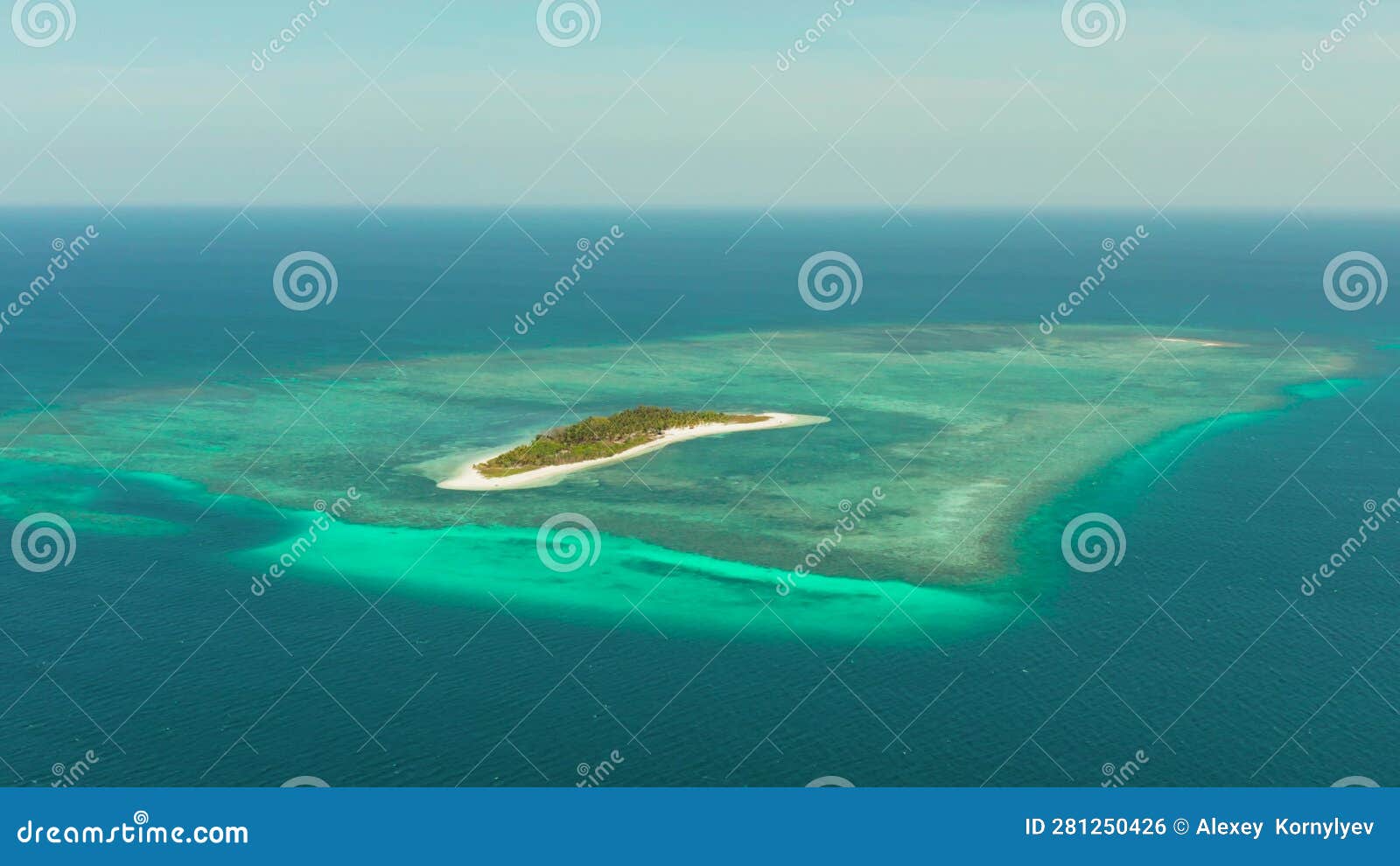 Travel Concept with a Sandy Beach and Blue Sea. Balabac, Palawan ...