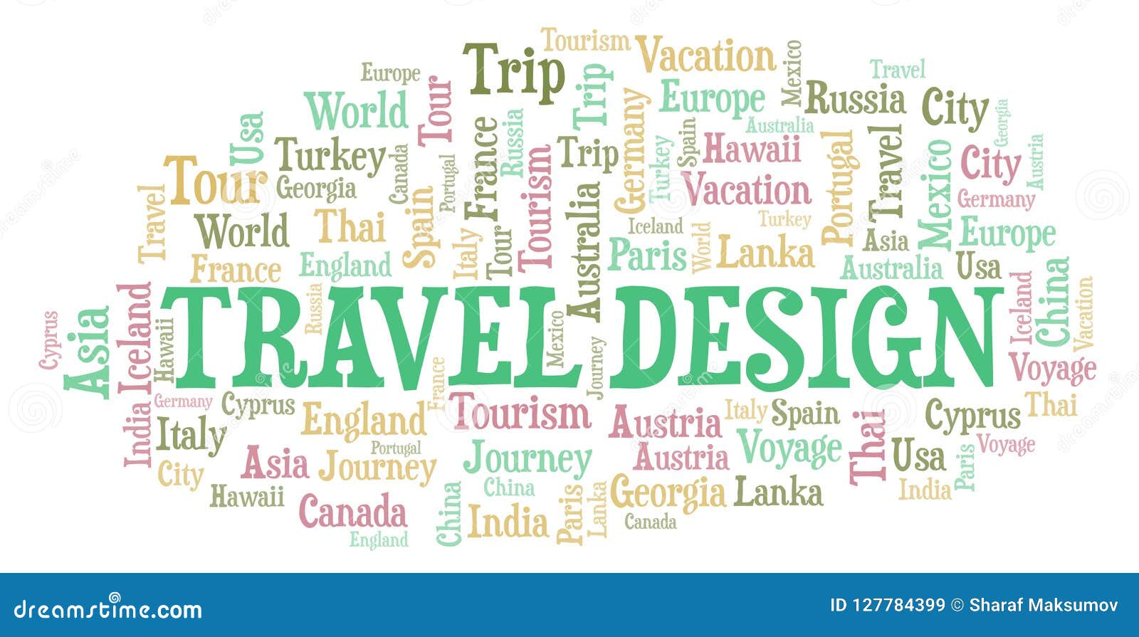 Travel Design word cloud. stock illustration. Illustration of concept