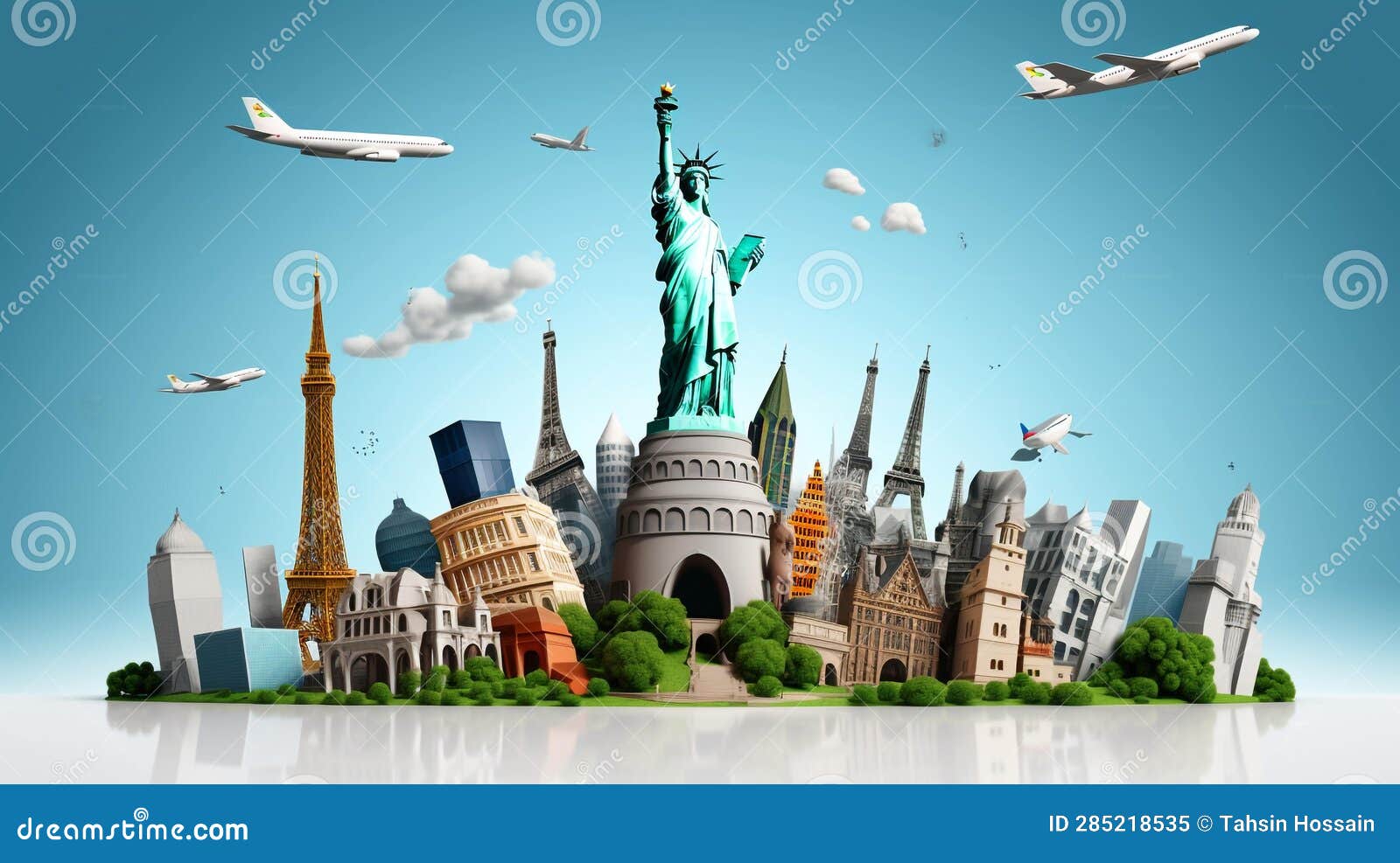 Travel with Famous Monuments of the World, AI Generated Stock ...