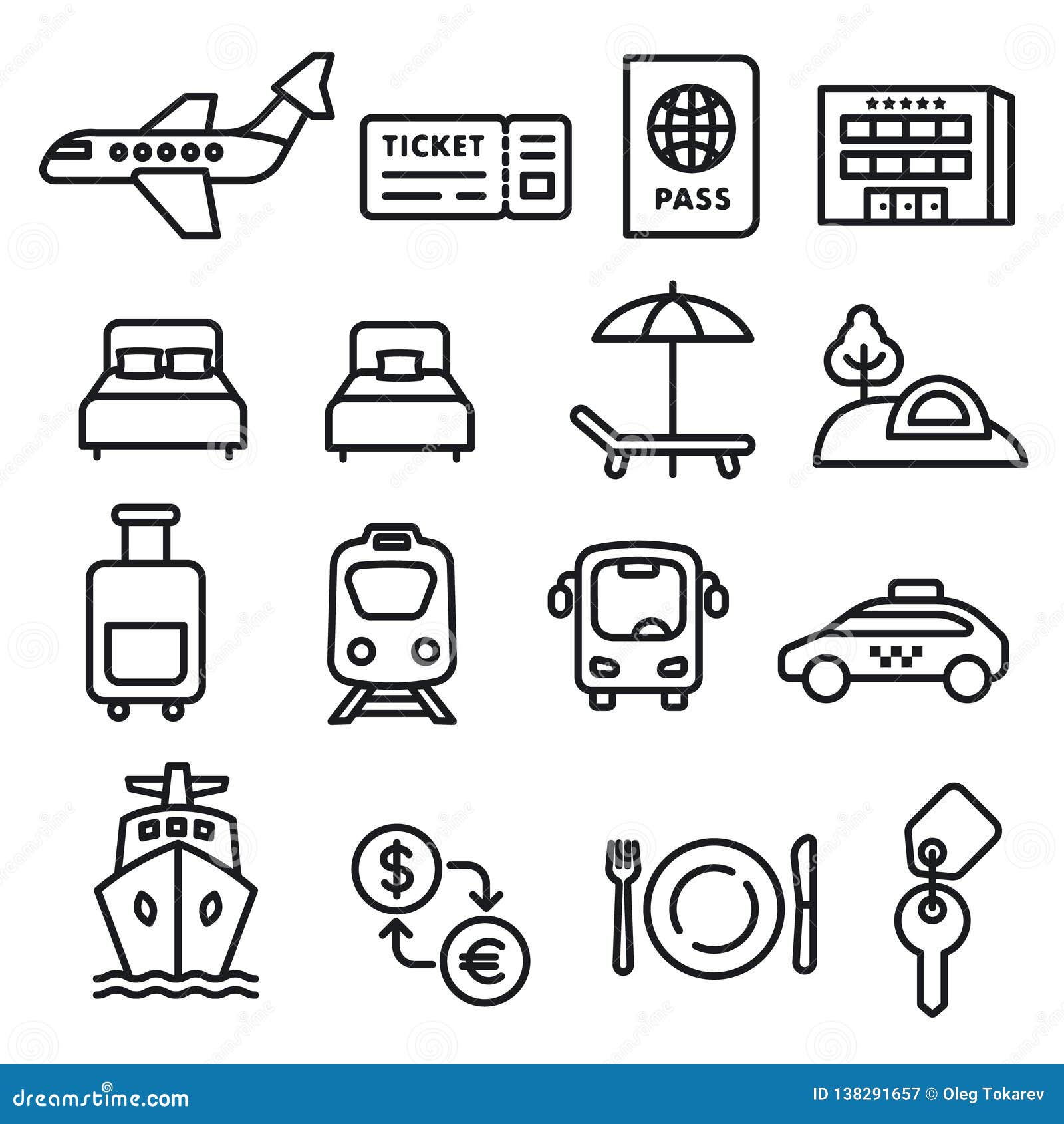 Travel icons black outline stock vector. Illustration of sign - 138291657