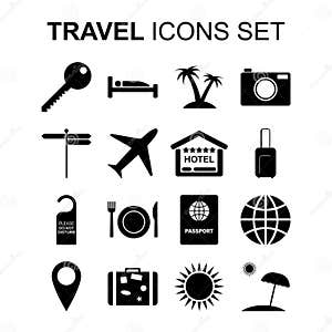 Travel Icons Set And Tourism Symbols Vector Illustration Stock Vector 