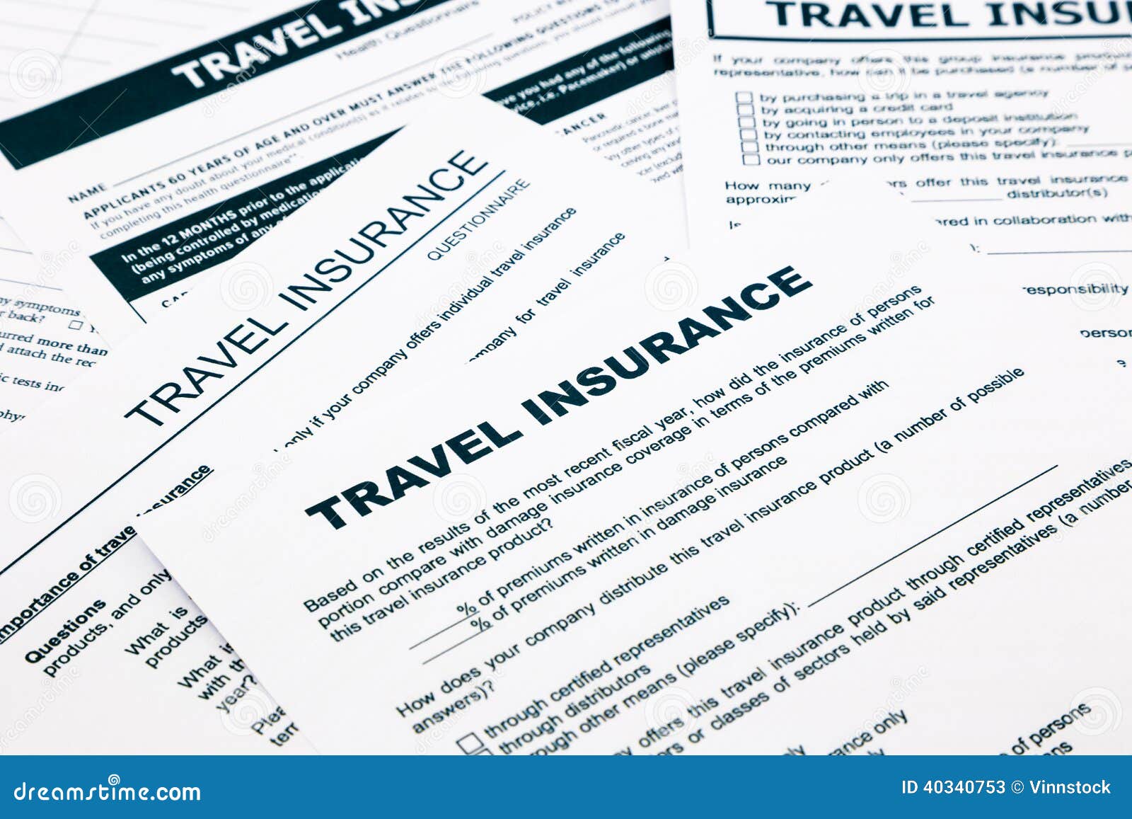 Travel insurance form stock image. Image of form, system 40340753