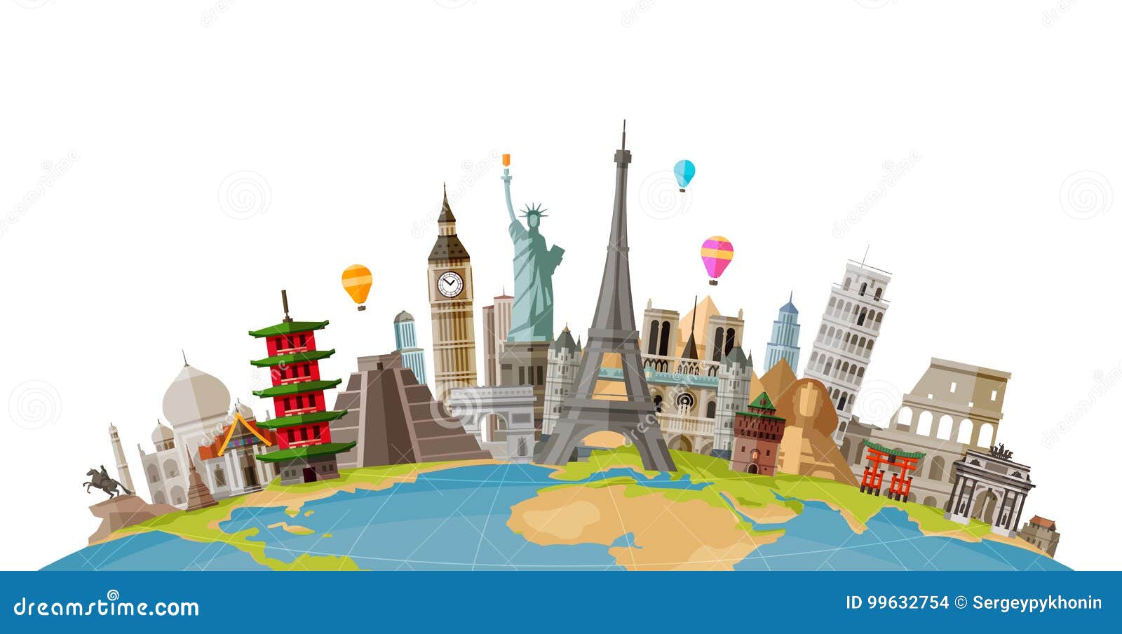 travel, journey concept. famous monuments of world countries.  