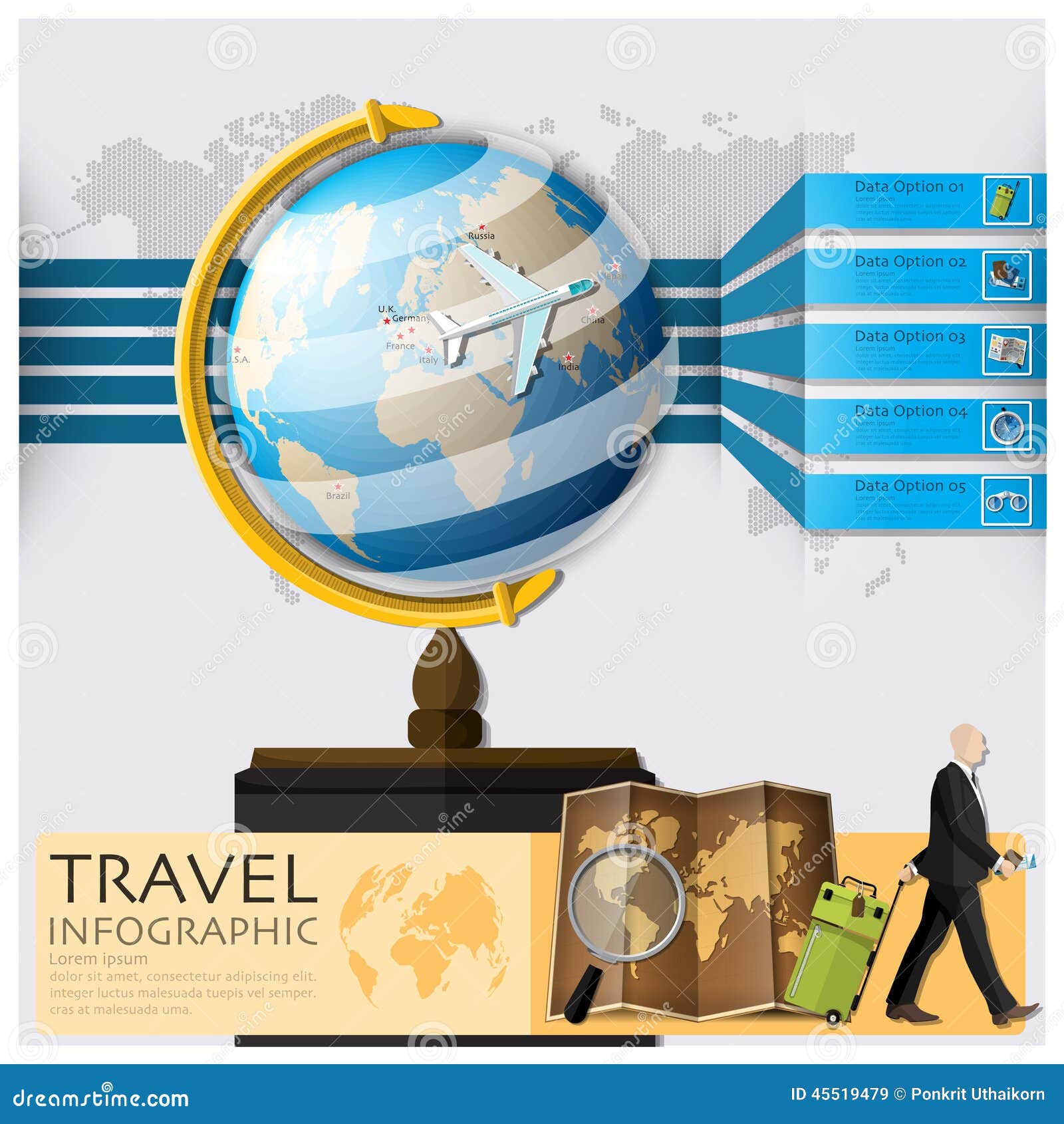 Travel and Journey World Map Infographic Stock Vector - Illustration of ...
