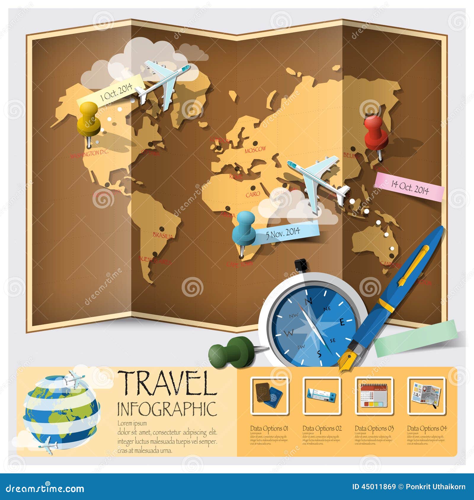 Travel and Journey World Map Infographic Stock Vector - Illustration of ...