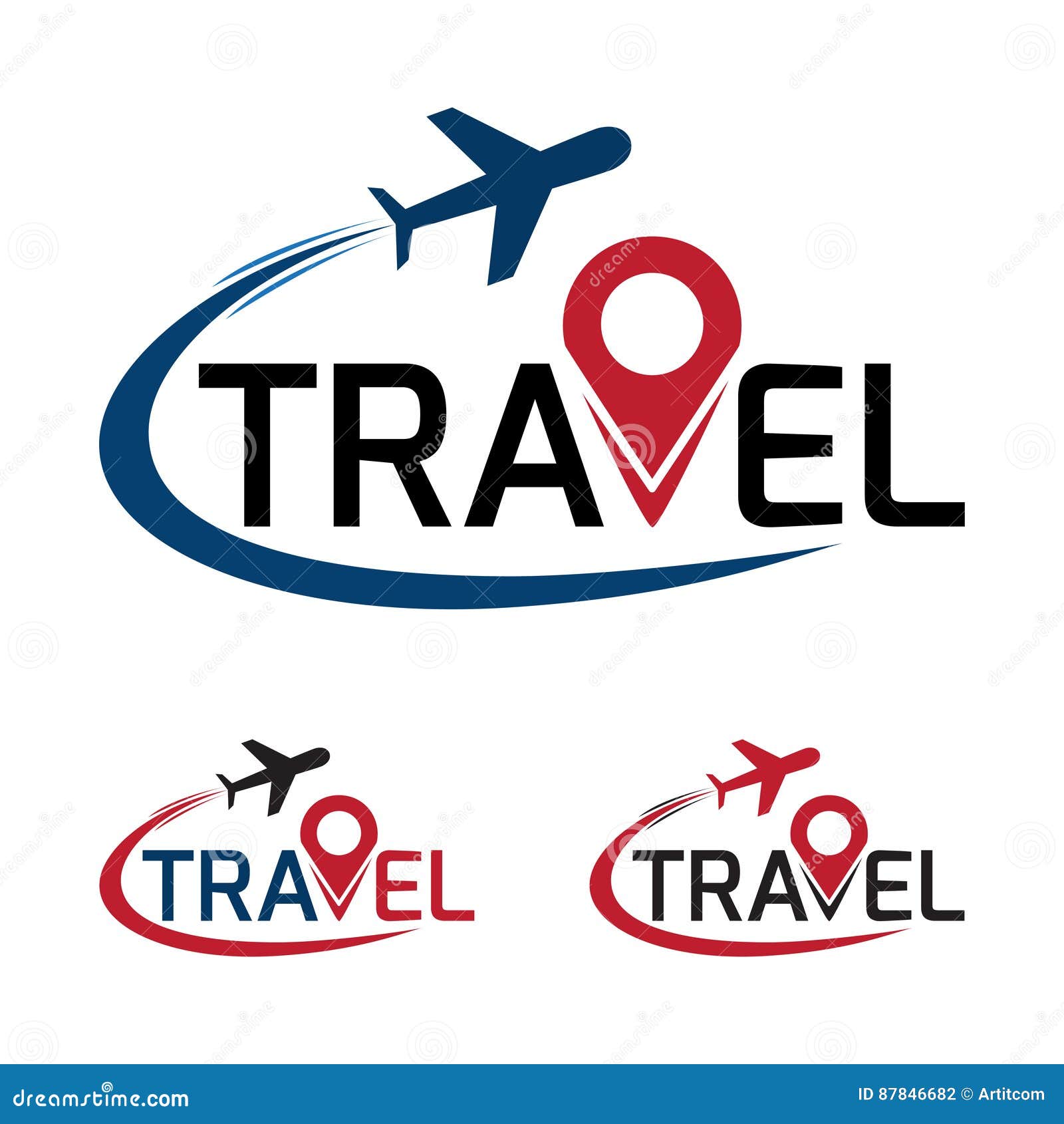 Travel Logo that Have a Plane Flying Around Travel Text. Vector Stock ...