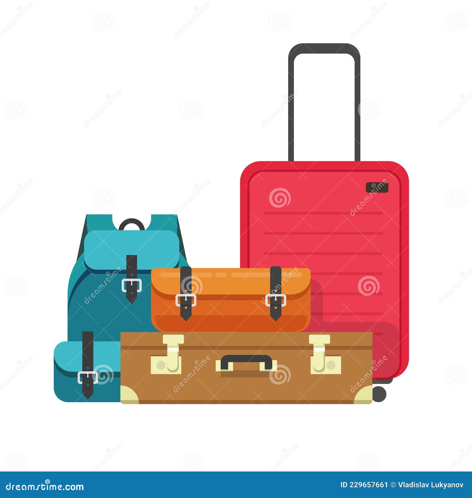 Travel Luggage Bags Heap or Airport Baggage Suitcases Ready for Flight ...