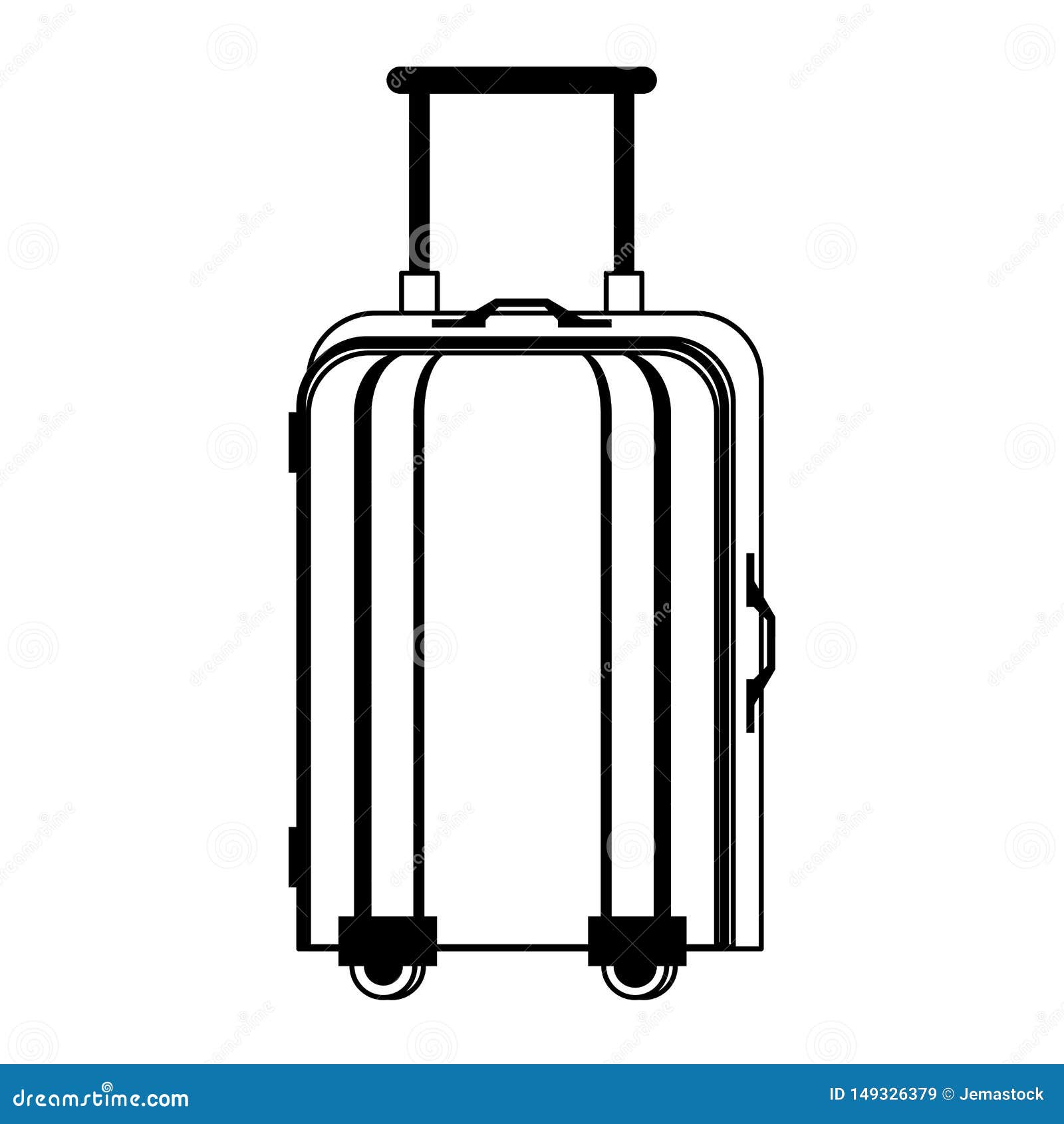 Travel Luggage with Wheels Isolated Cartoon in Black and White Stock ...