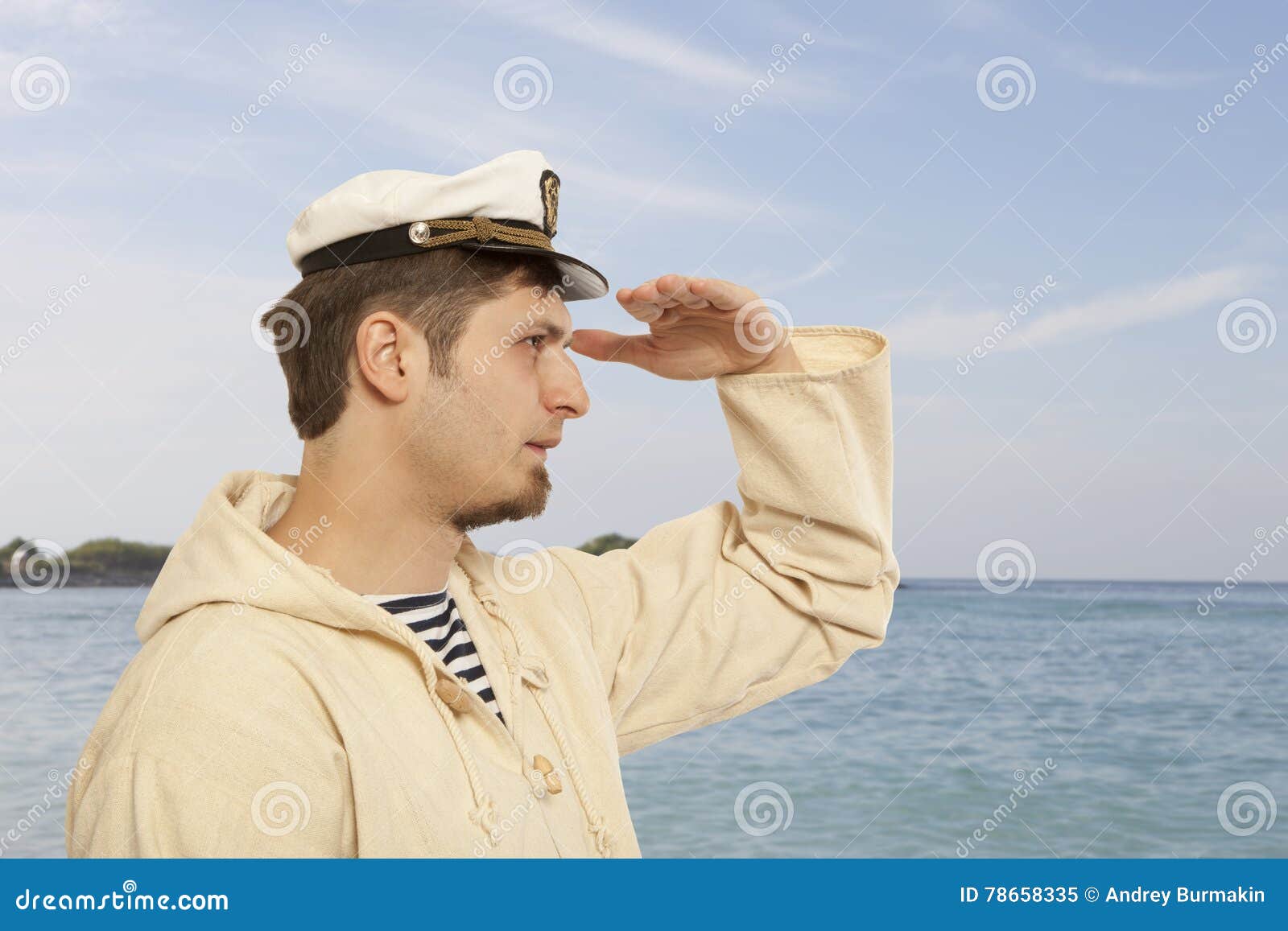 Travel and Marine Concept - Man in Captain Hat Stock Image - Image
