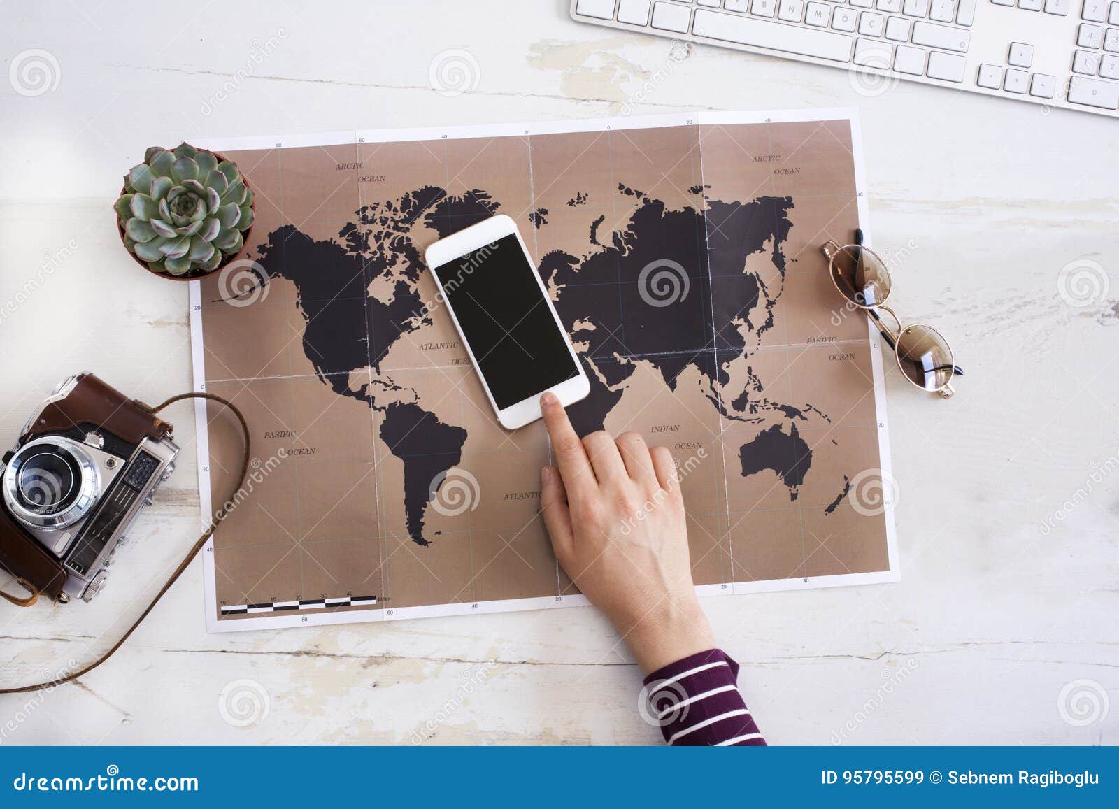 Travel Planning Concept on Map Stock Image Image of vacation, person