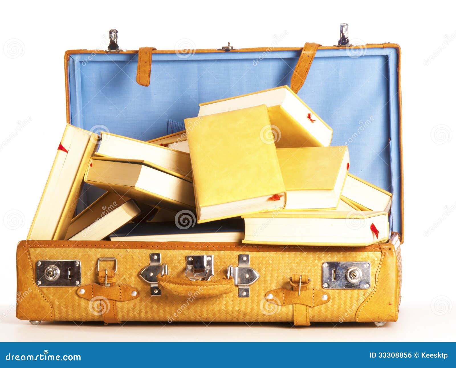 A Travel Suitcase Full of Books Stock Photo - Image of information ...