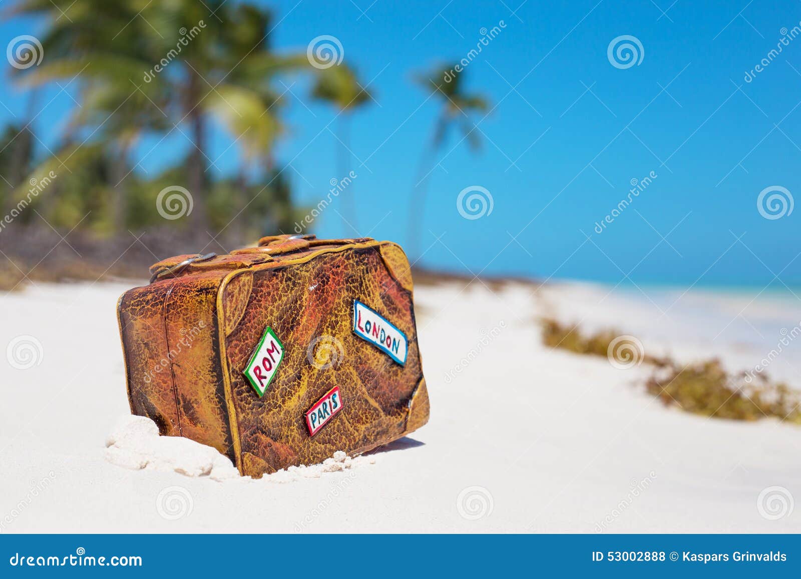 Travel Suitcase Toy on the Beach Stock Photo Image of summer, destination 53002888