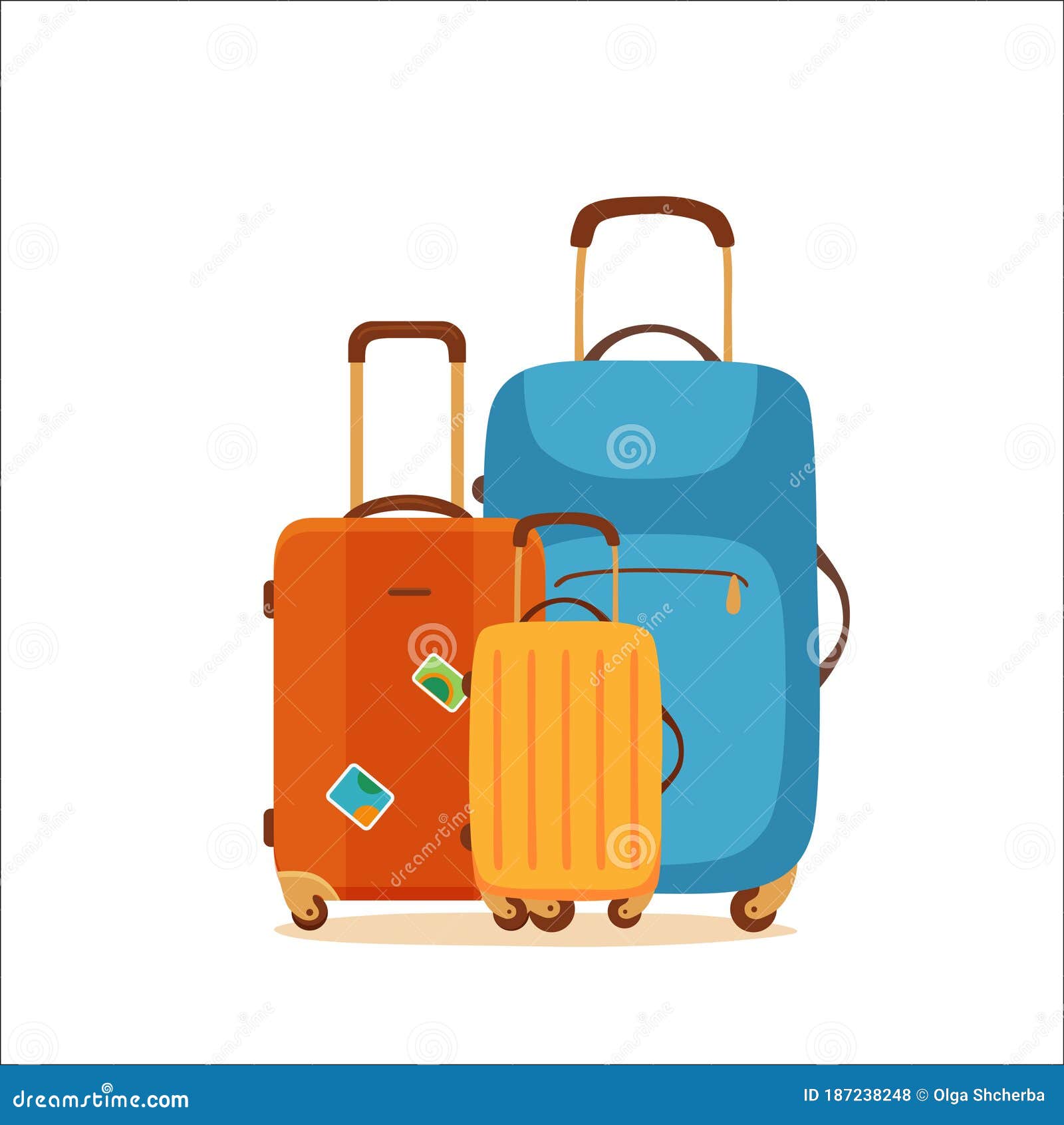 Travel Suitcase Vector Cartoon Colorful Concept. Tourists Packing Luggage  Stock Vector - Illustration of adventure, case: 187238248