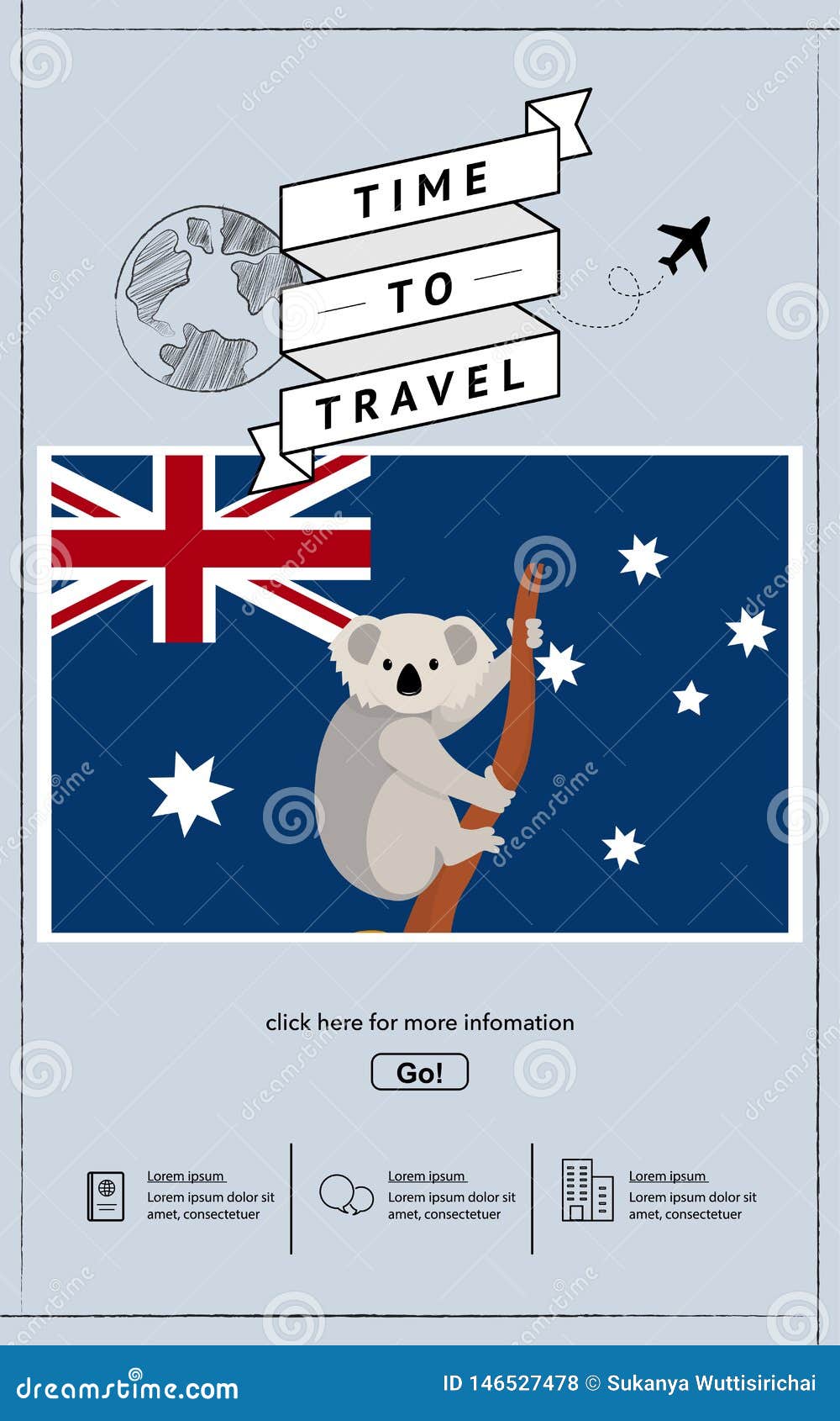 Travel To Australia Presentation Template Stock Vector Illustration