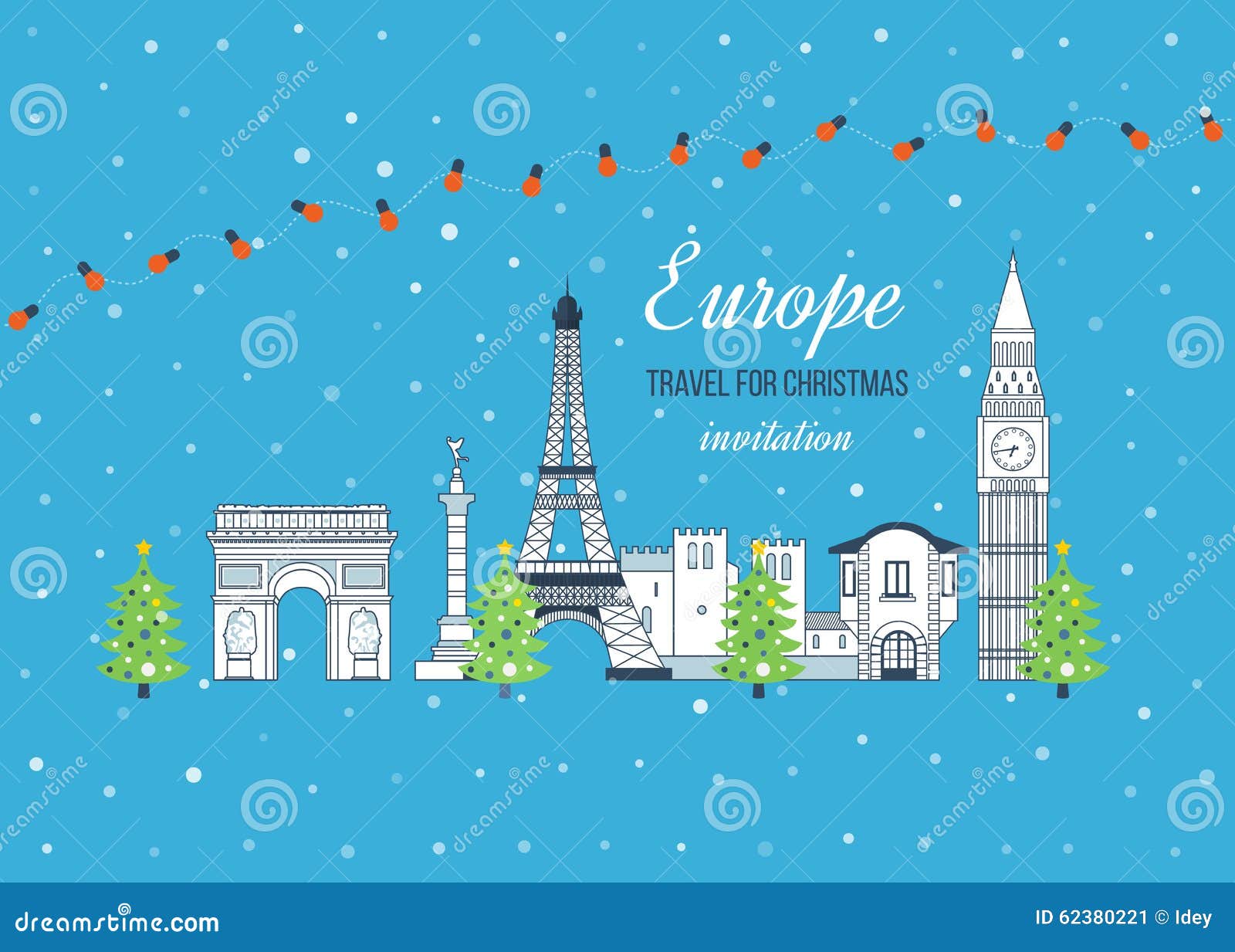 Travel To Europe For Christmas. Merry Christmas Stock 