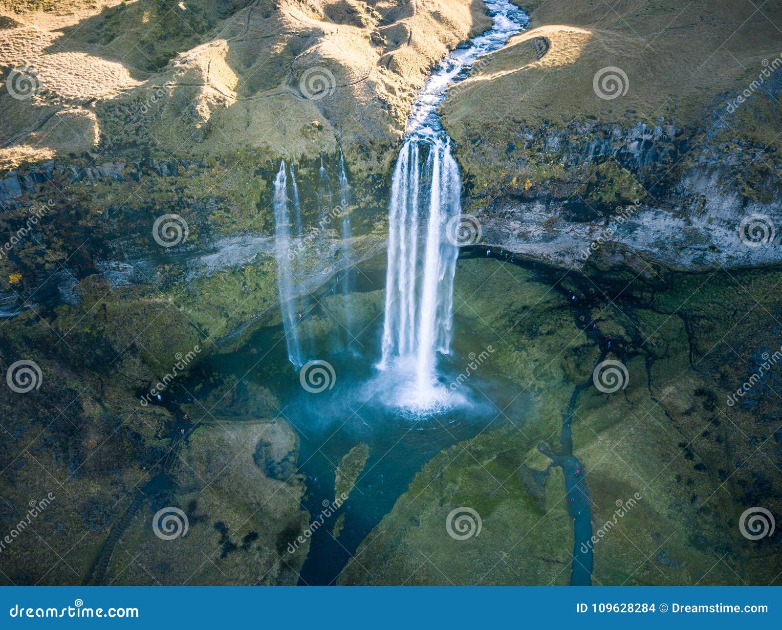 travel to iceland seljalandsfoss waterfall of seljalands river drone picture