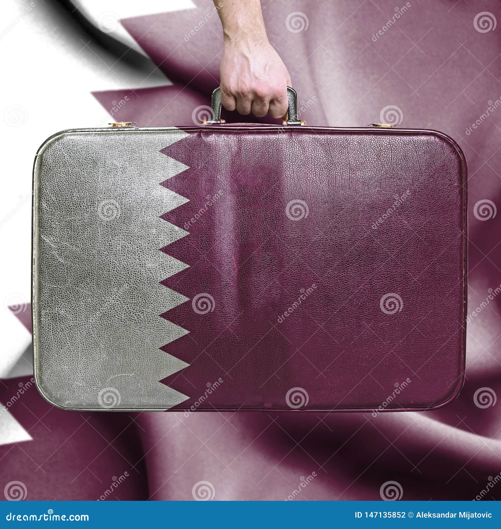 Travel to Qatar stock photo. Image of briefcase, hand 147135852