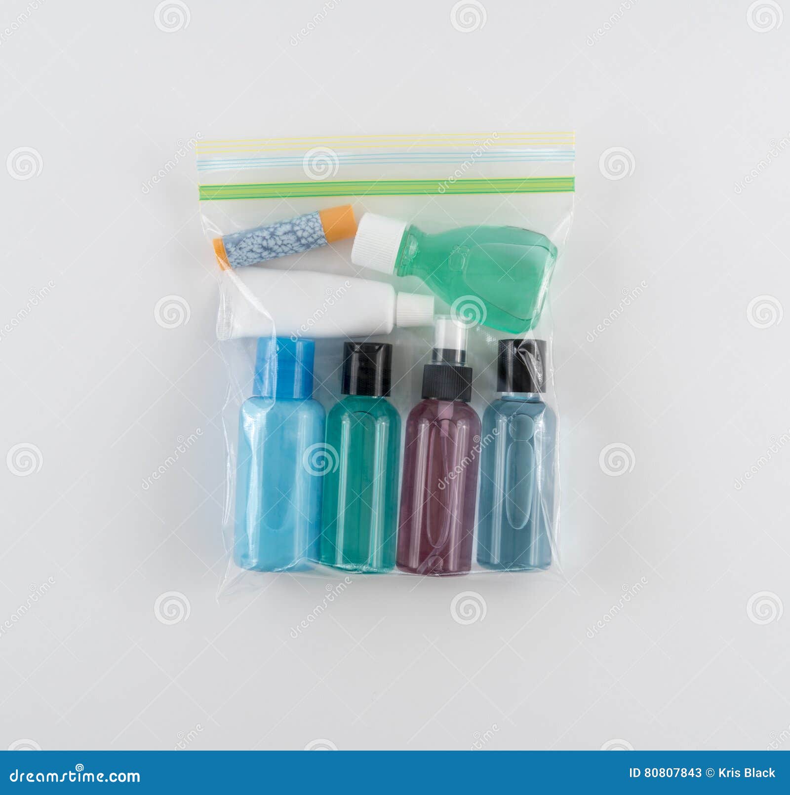 Travel Toiletries in Quart Sized Plastic Bag Stock Image Image of
