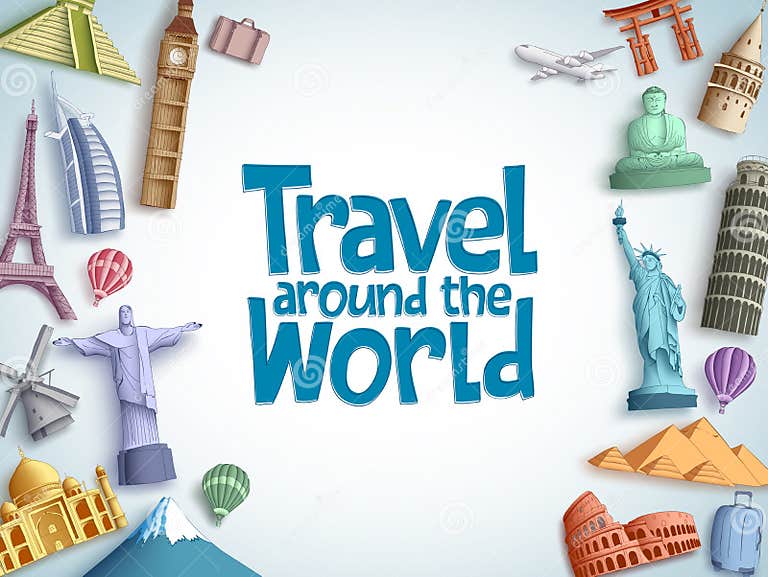 Travel and Tour Vector Background Template with Travel Around the World ...