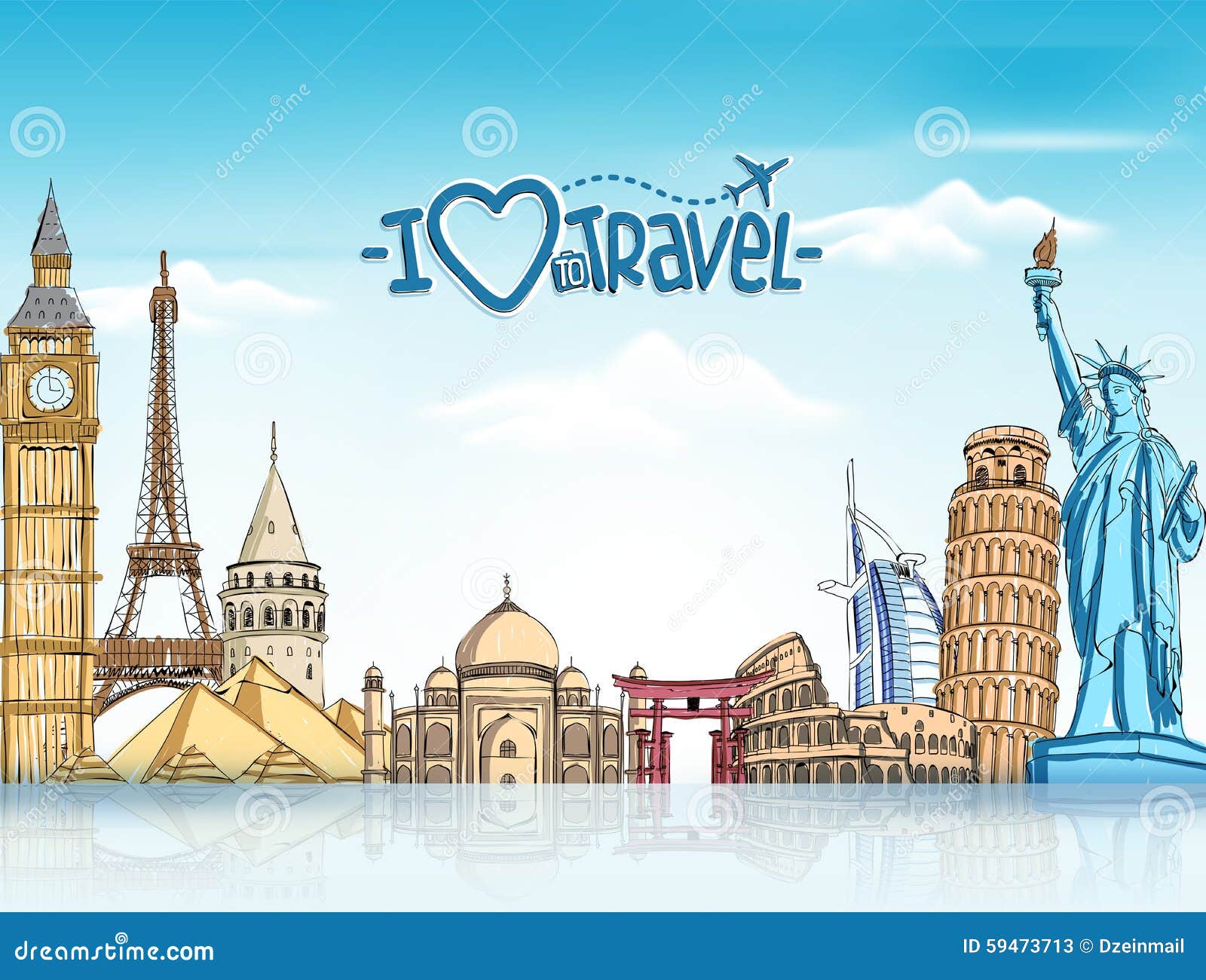 Travel And Tourism Background With Famous World Landmarks Illustration  59473713 - Megapixl