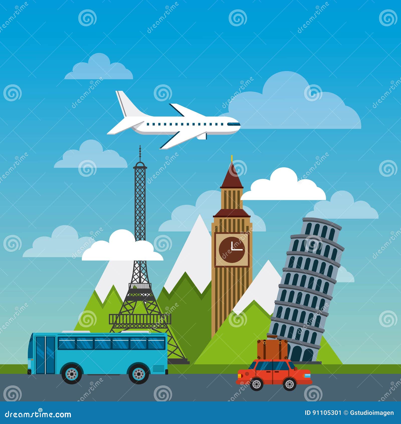 Travel and tourism design stock vector. Illustration of flight - 91105301