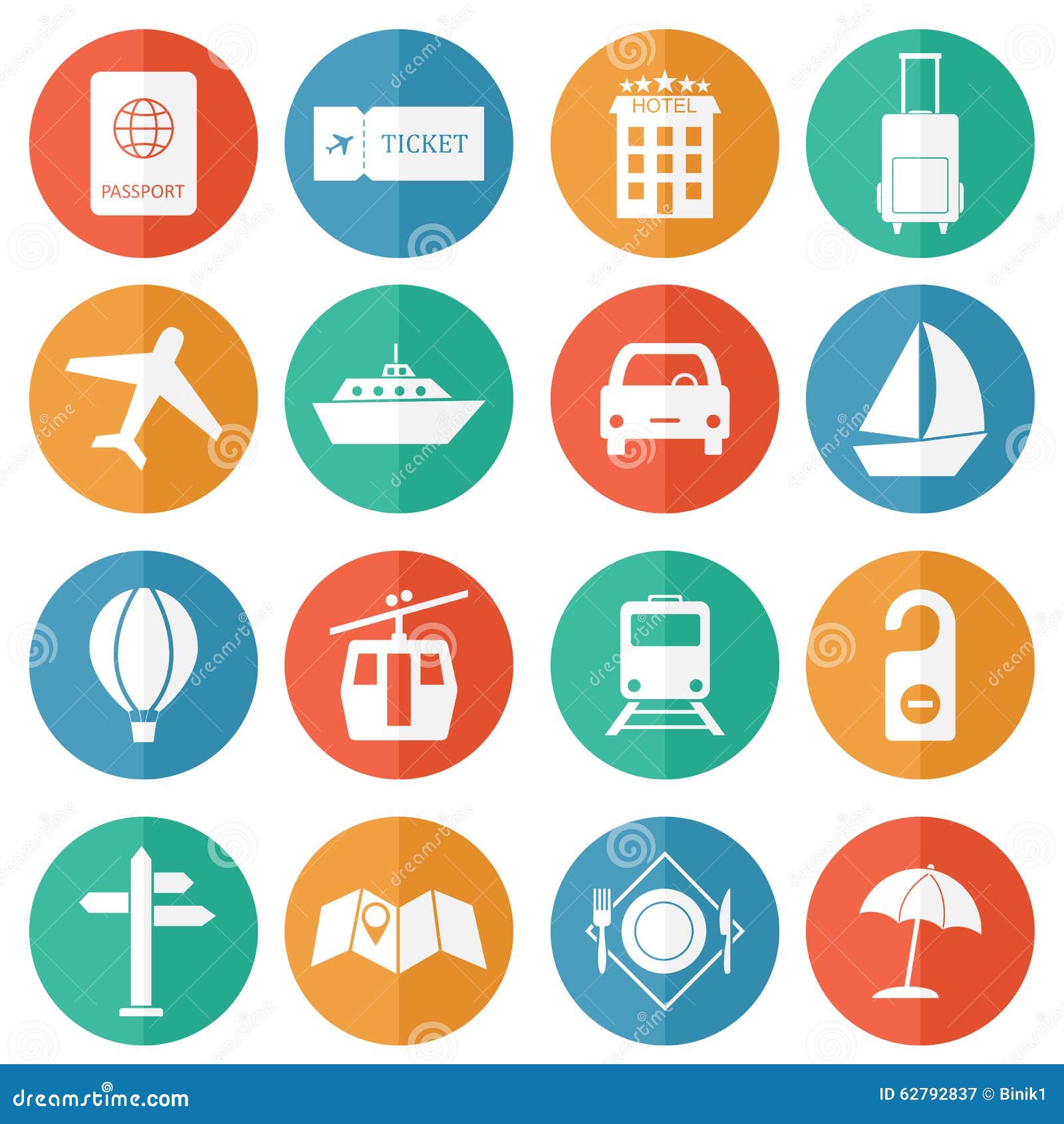 Travel and Tourism Icons - Flat Vector Stock Vector - Illustration of ...