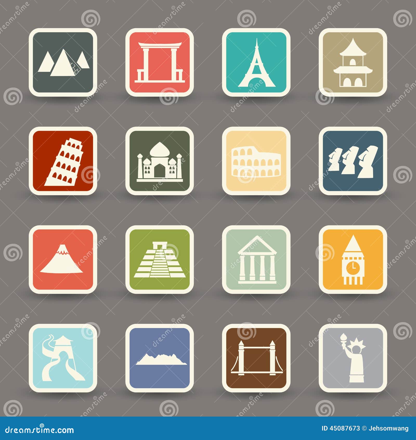 travel and tourism locations icons