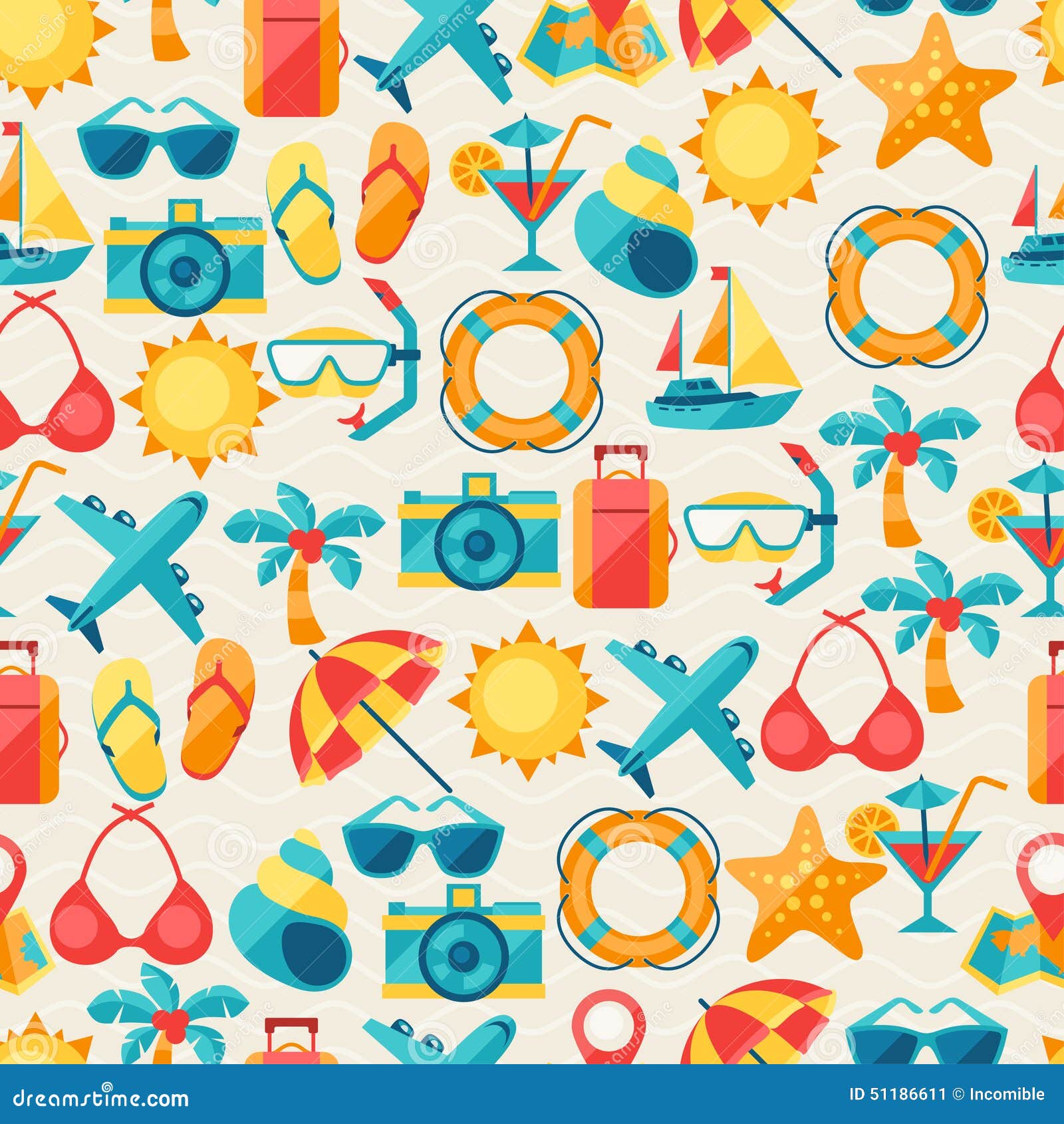 Travel and Tourism Seamless Pattern Stock Vector - Illustration of ...