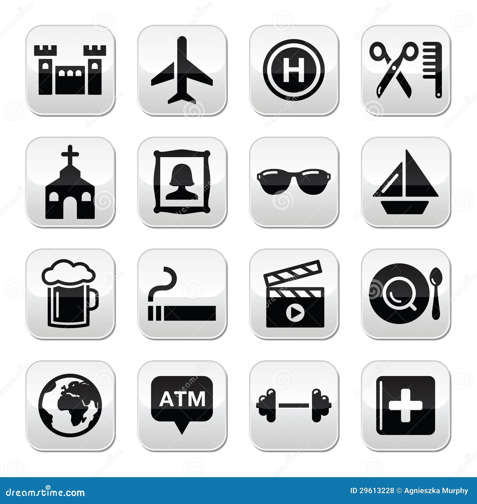 Travel Tourism and Transport Buttons Set Stock Illustration ...