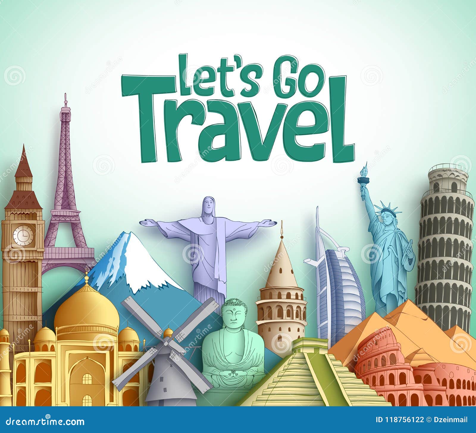 Travel and Tourism Vector Background Design with Let`s Go Travel Text ...