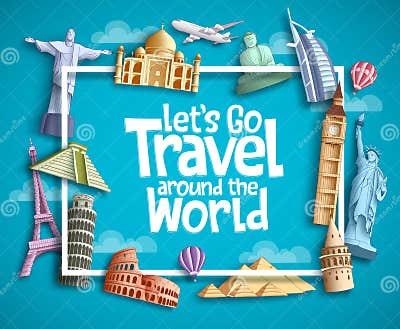 Travel and Tourism Vector Banner Design with Boarder Frame, Travel Text ...