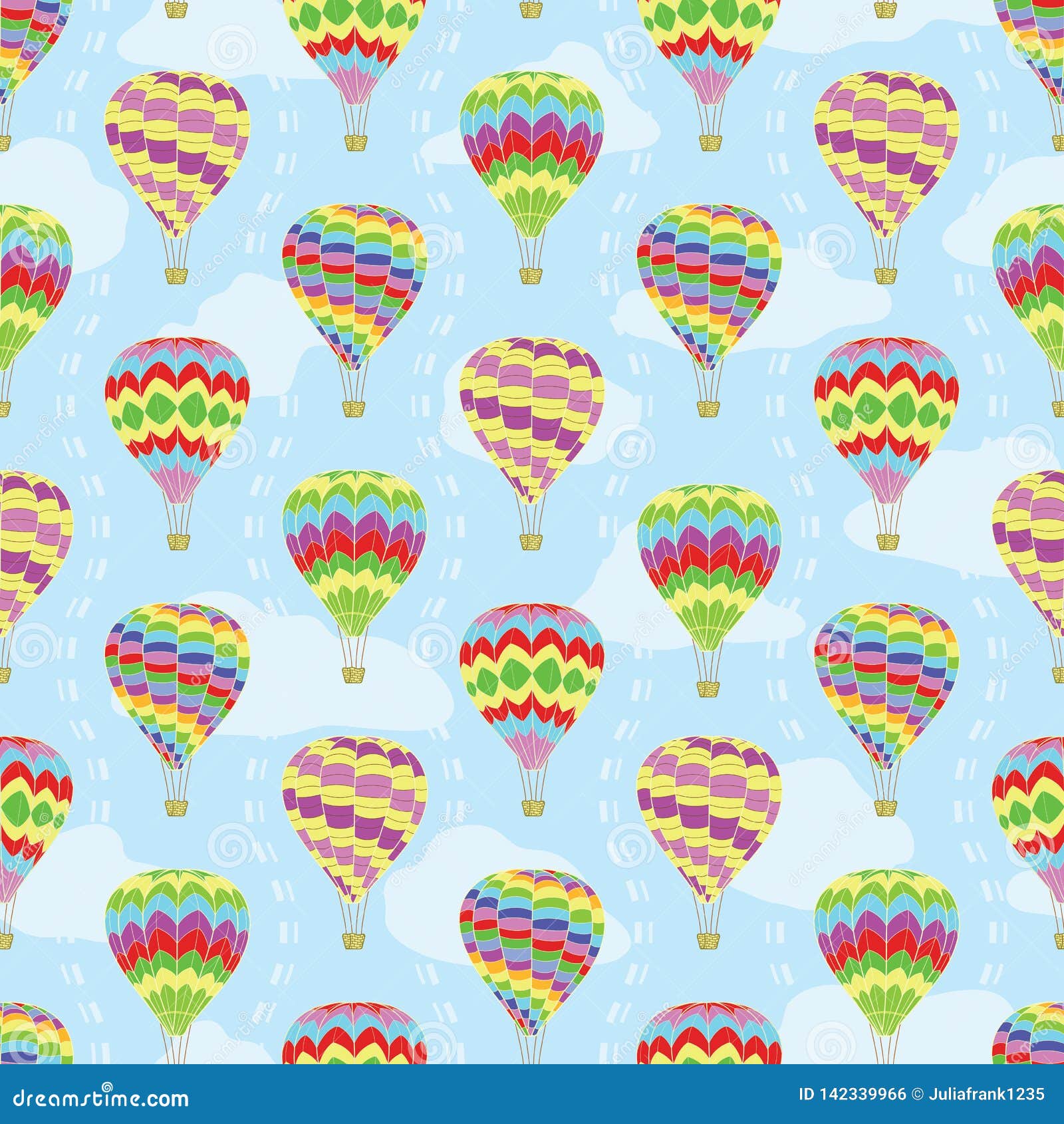 travel  seamless pattern of hot air balloons