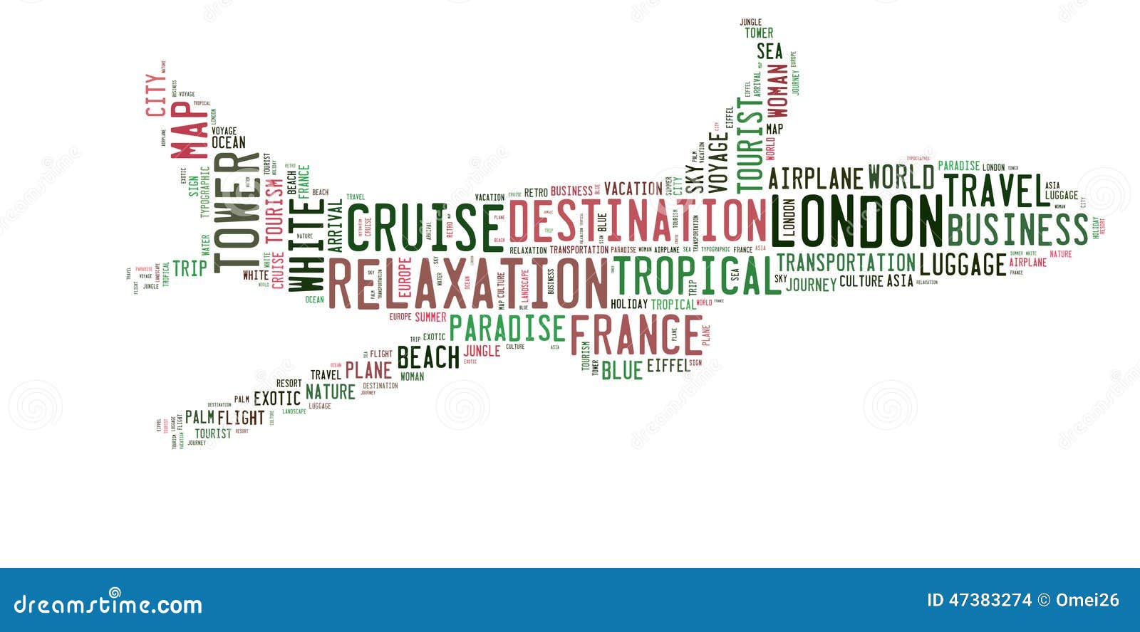Travel Word Cloud in Aircraft Shape Stock Illustration Illustration