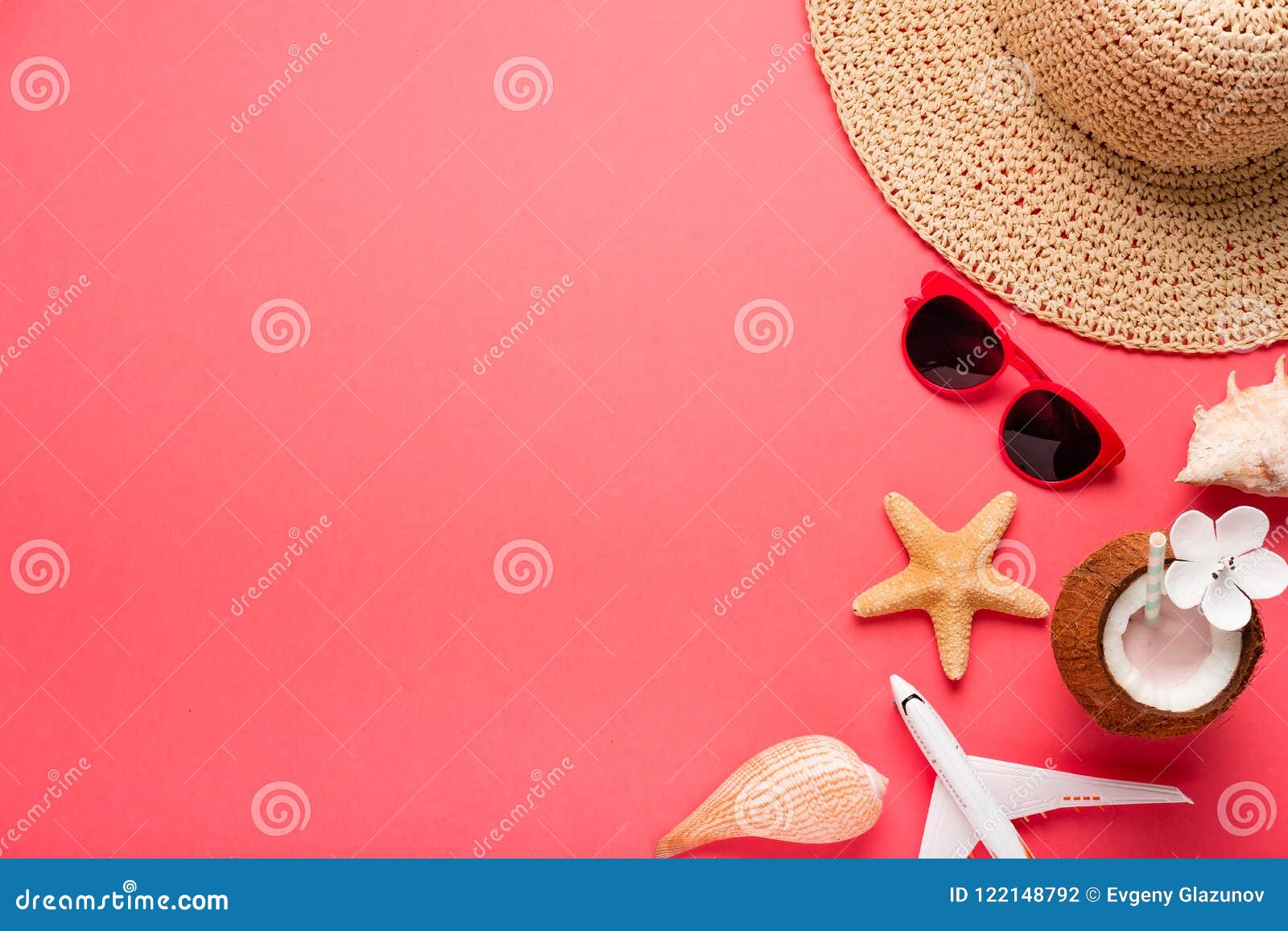 Traveler Accessories on Trendy Pink Background. Bright Summer Color ...